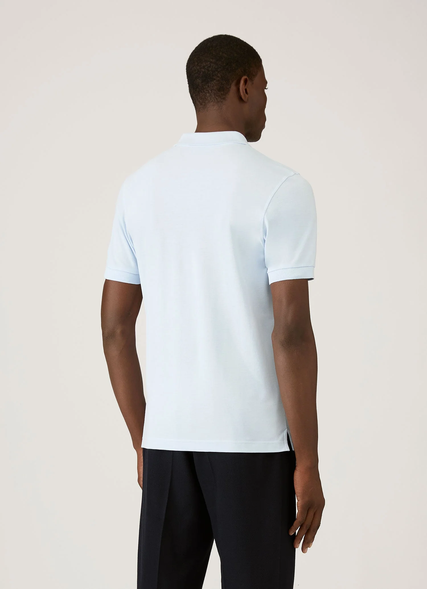Men's Piqué Polo Shirt in Pastel Blue - Image 5