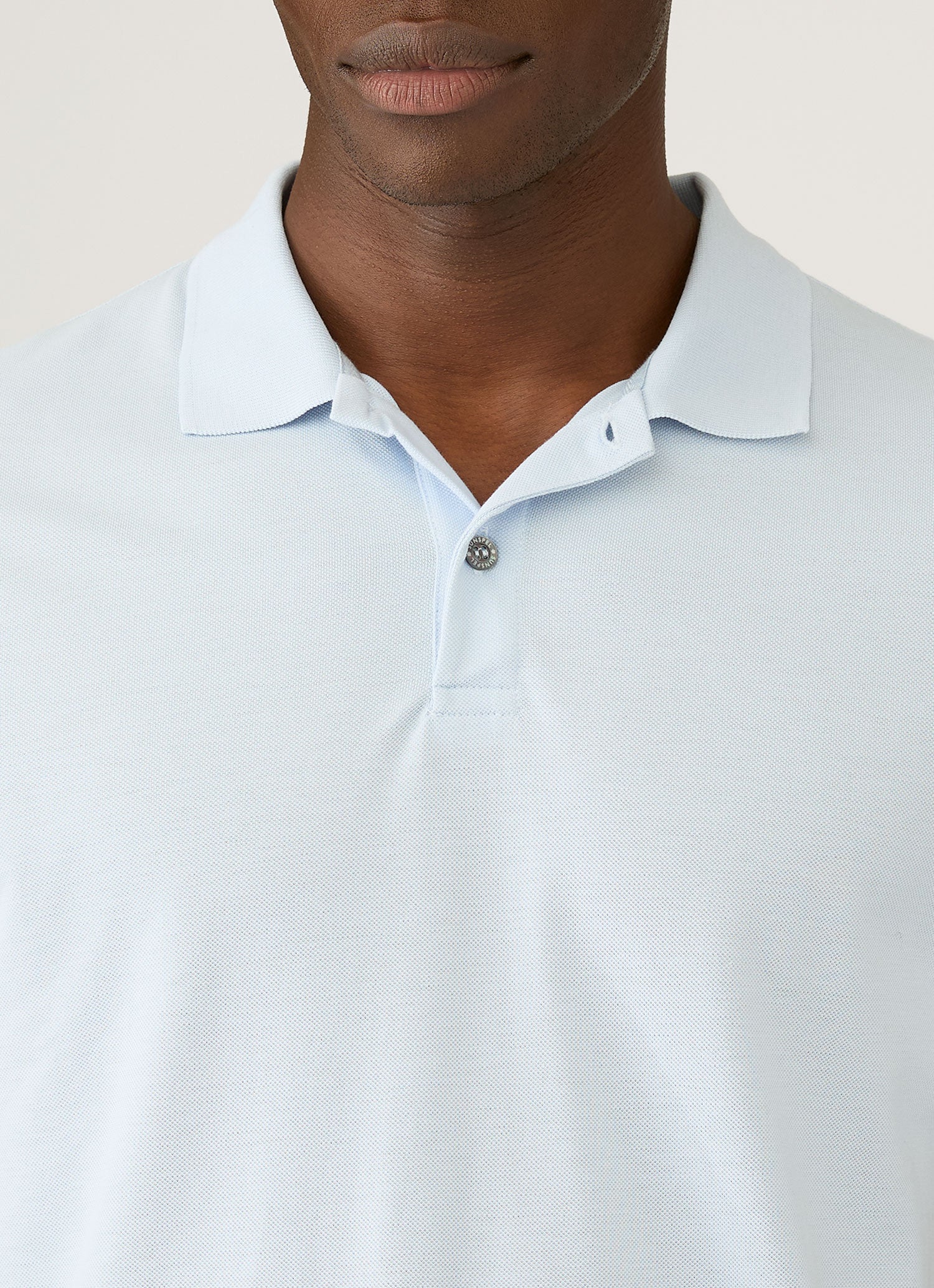 Men's Piqué Polo Shirt in Pastel Blue - Image 6