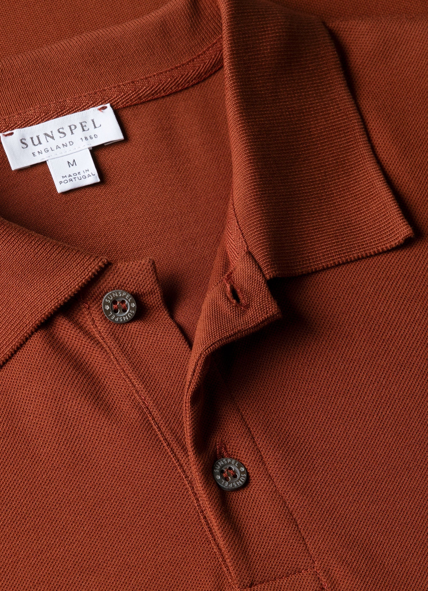 Men's Piqué Polo Shirt in Rust - Image 4