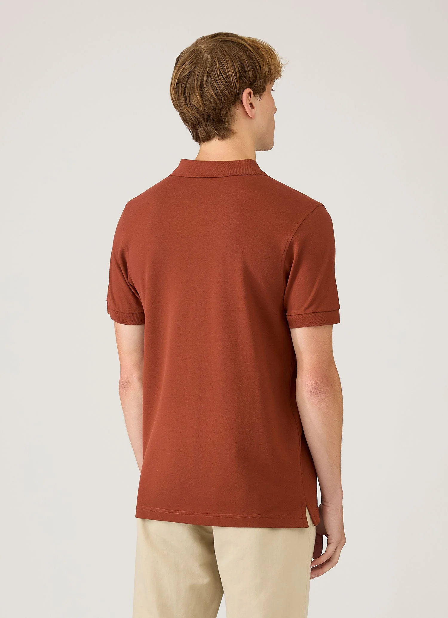 Men's Piqué Polo Shirt in Rust - Image 5