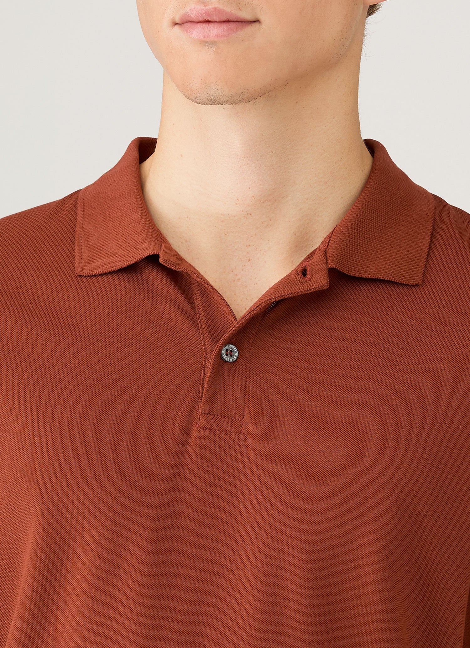 Men's Piqué Polo Shirt in Rust - Image 6