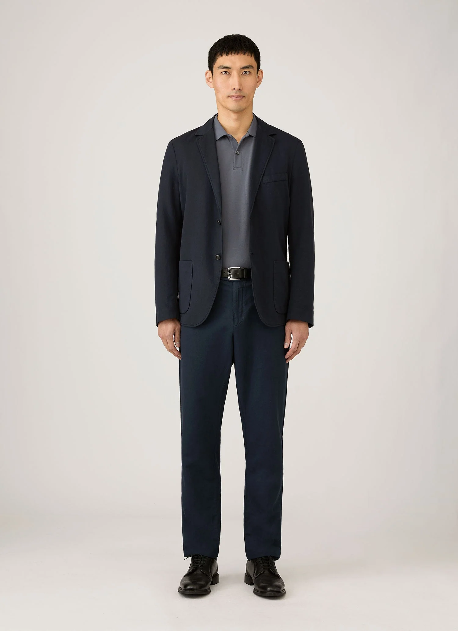 Men's Piqué Polo Shirt in Slate Blue - Image 3