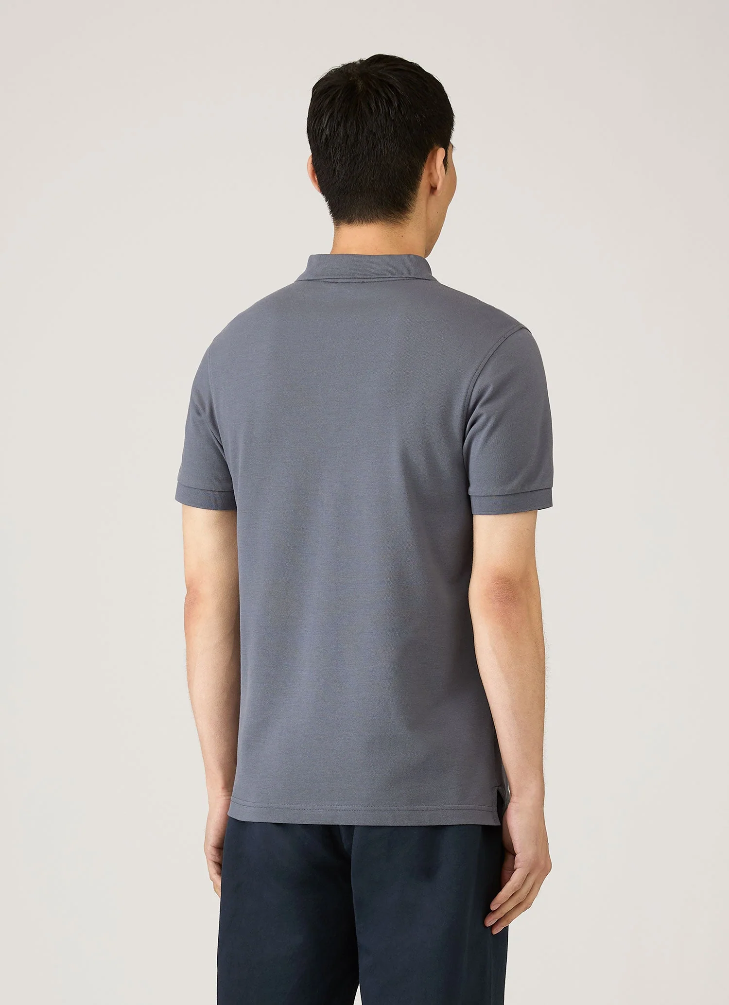 Men's Piqué Polo Shirt in Slate Blue - Image 5