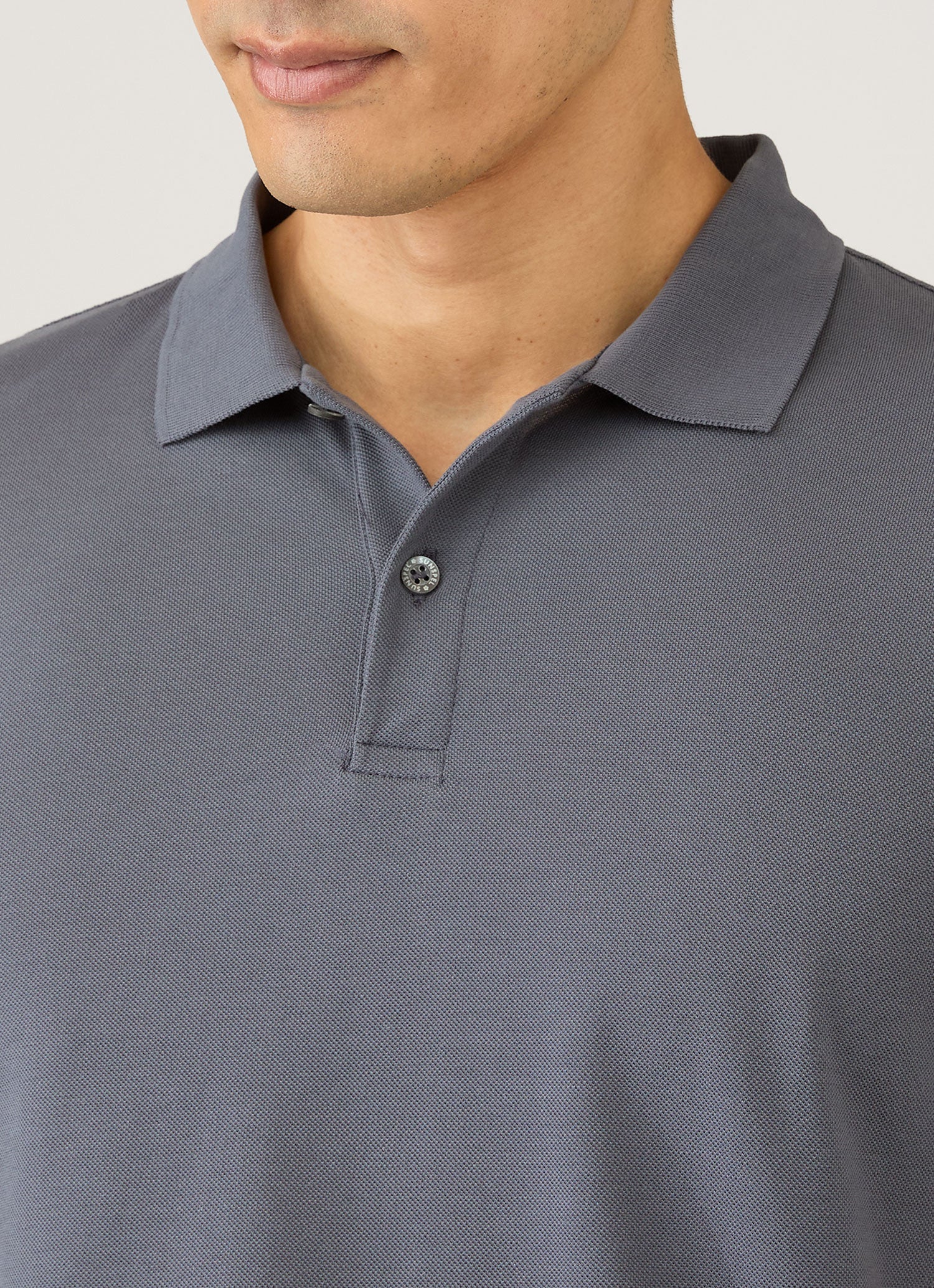 Men's Piqué Polo Shirt in Slate Blue - Image 6