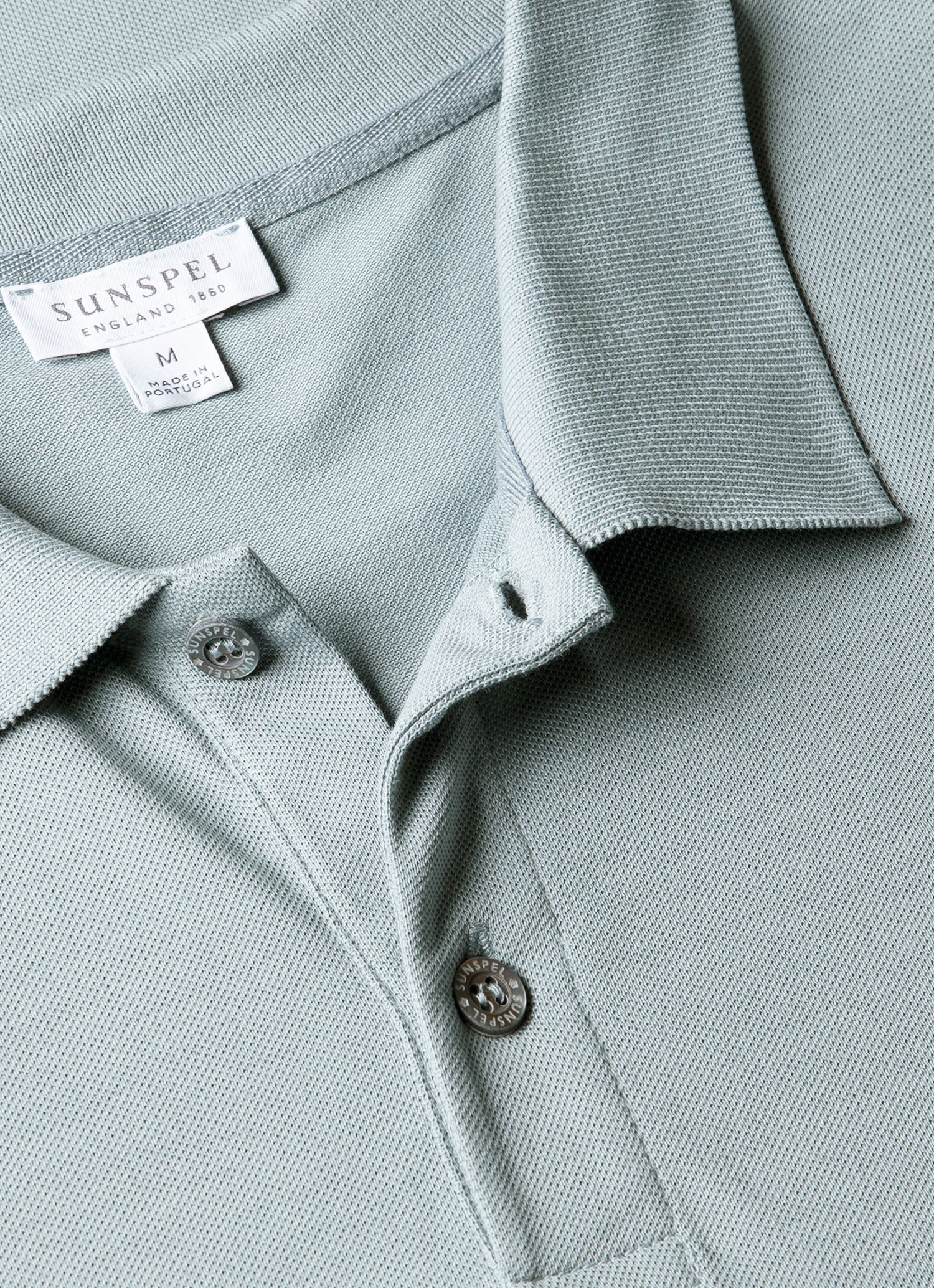 Men's Piqué Polo Shirt in Stone Blue - Image 4
