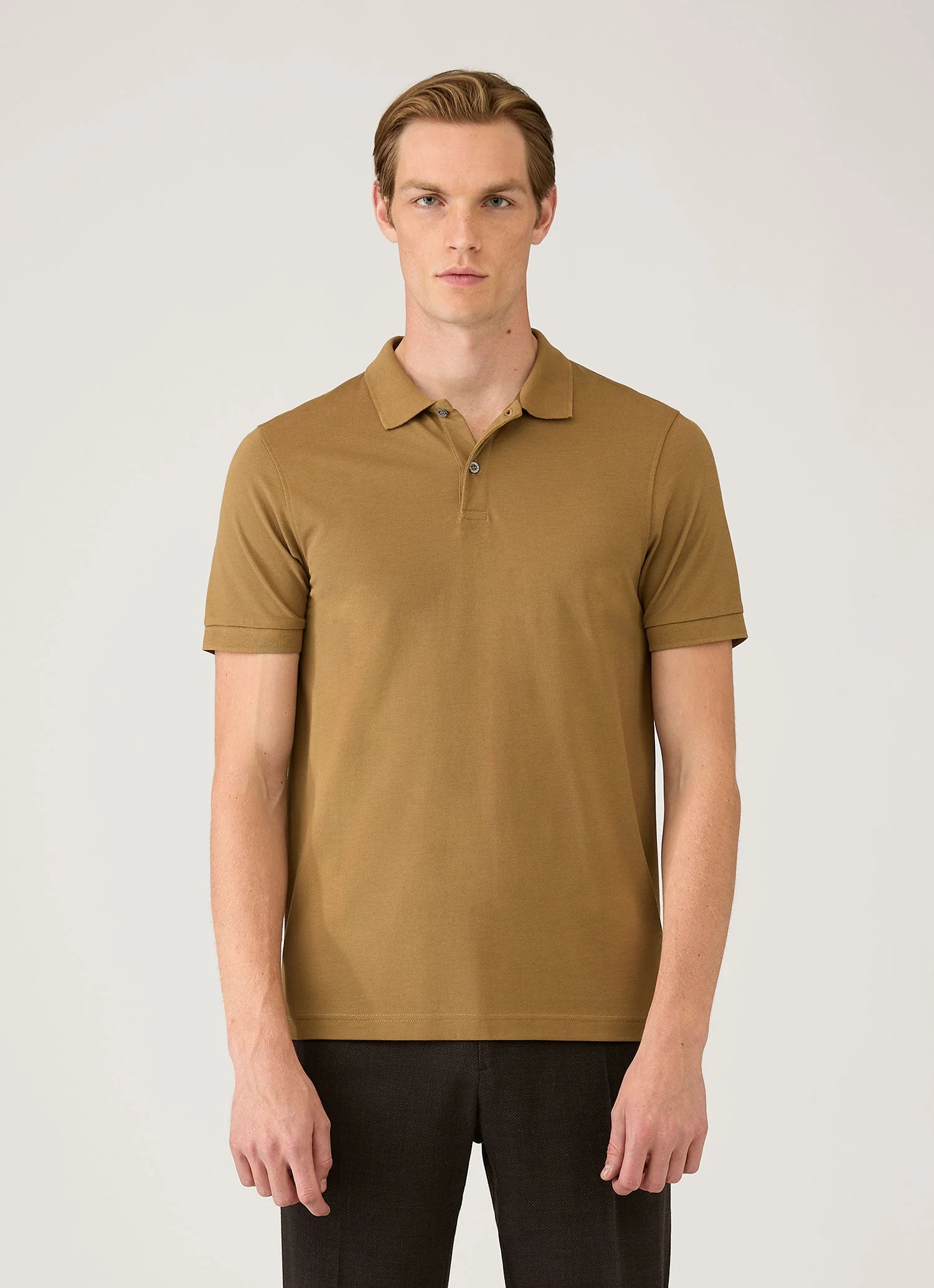 Men's Piqué Polo Shirt in Walnut - Image 2