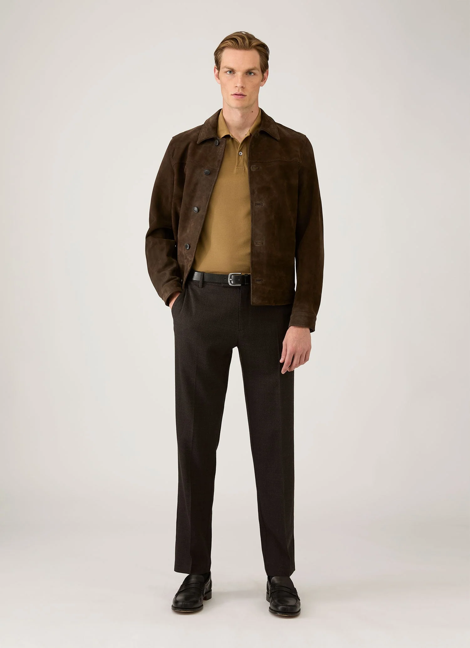 Men's Piqué Polo Shirt in Walnut - Image 3