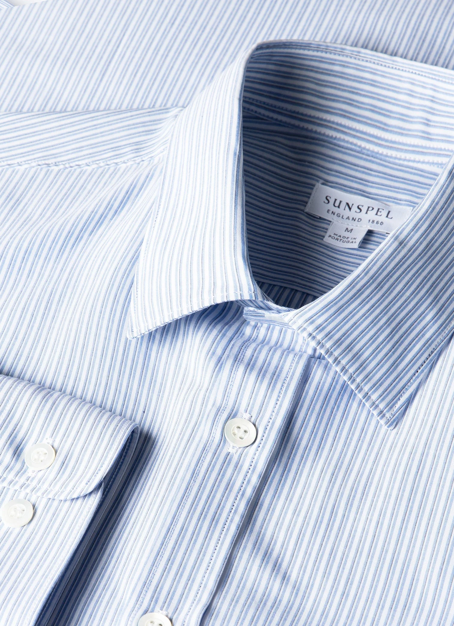 Men's Poplin Shirt in White/Blue/Navy - Image 4