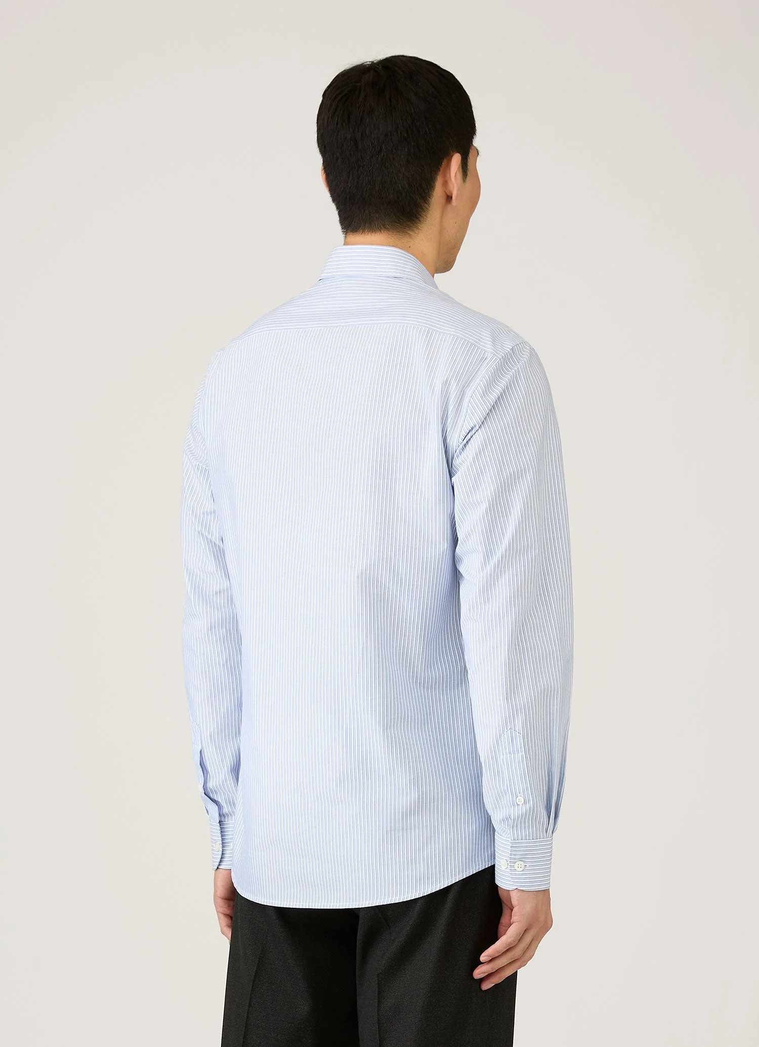 Men's Poplin Shirt in White/Blue/Navy - Image 5
