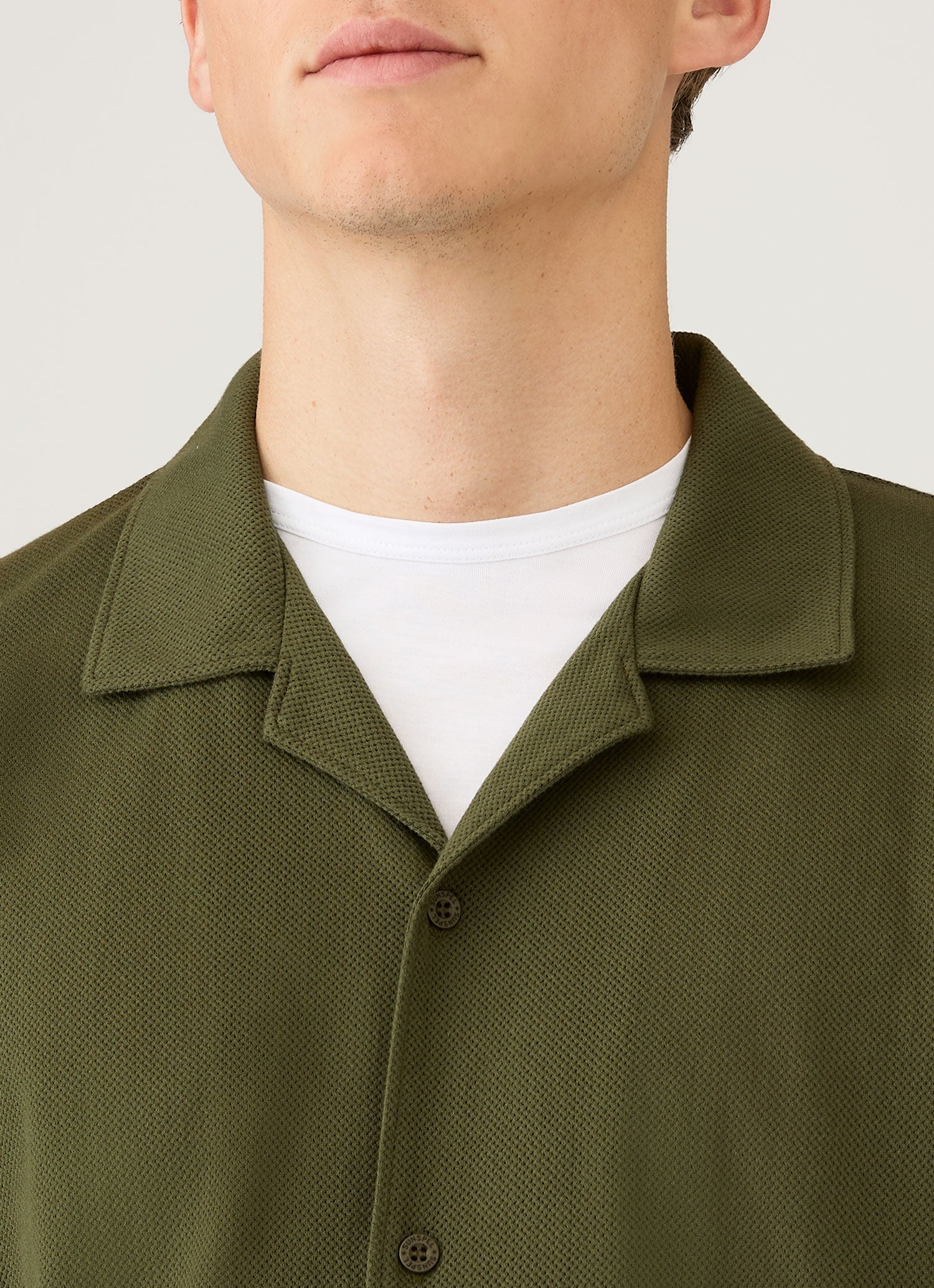 Men's Riviera Camp Collar Shirt in Deep Olive - Image 6