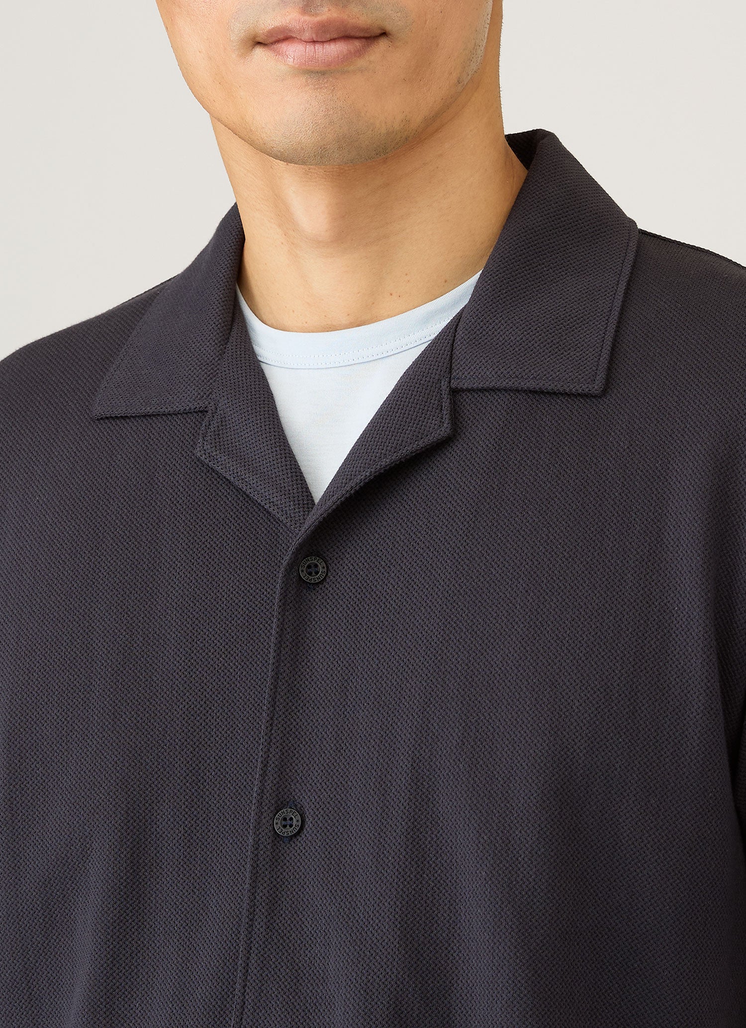 Men's Riviera Camp Collar Shirt in Navy - Image 6