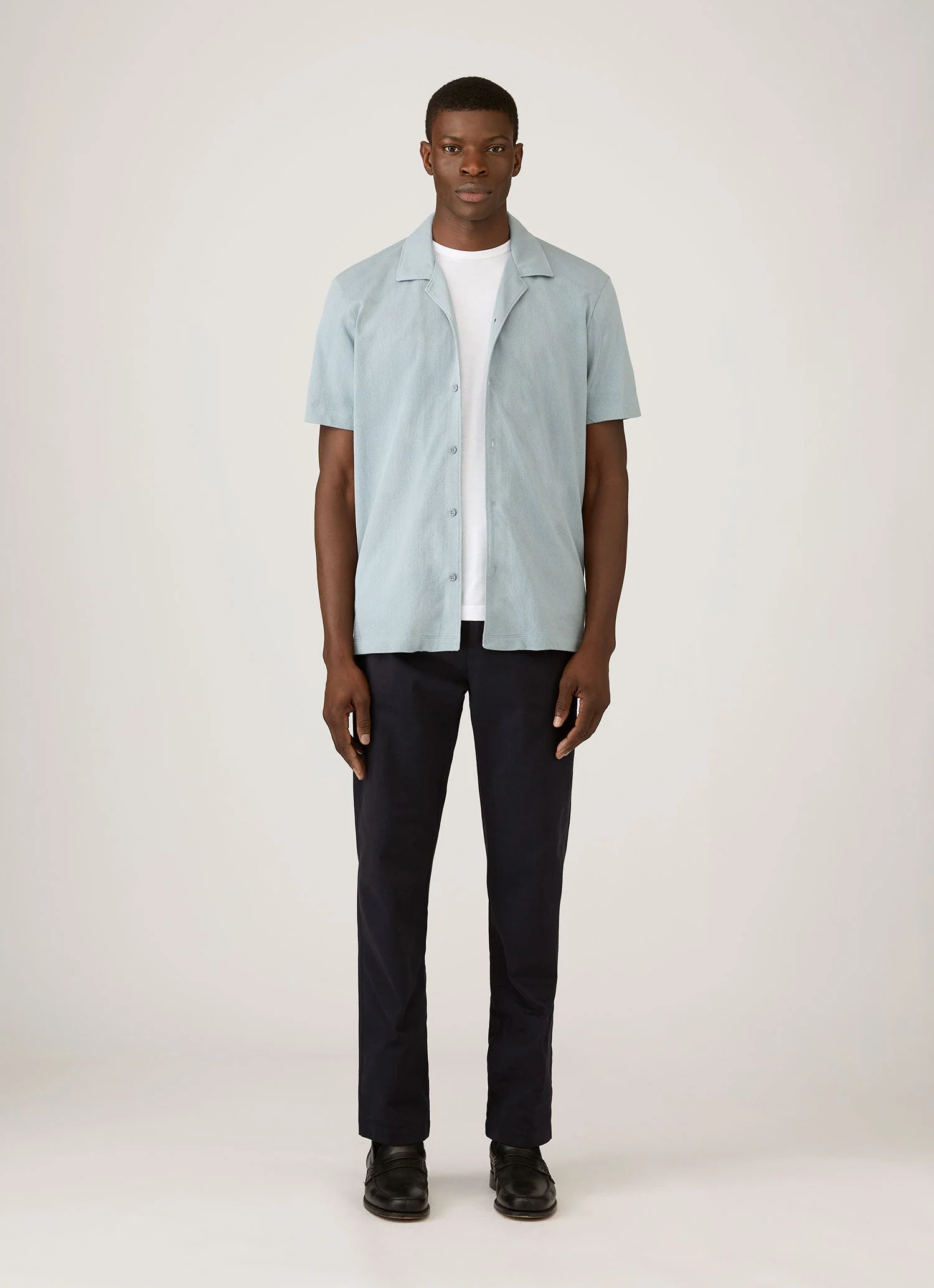 Men's Riviera Camp Collar Shirt in Stone Blue - Image 3
