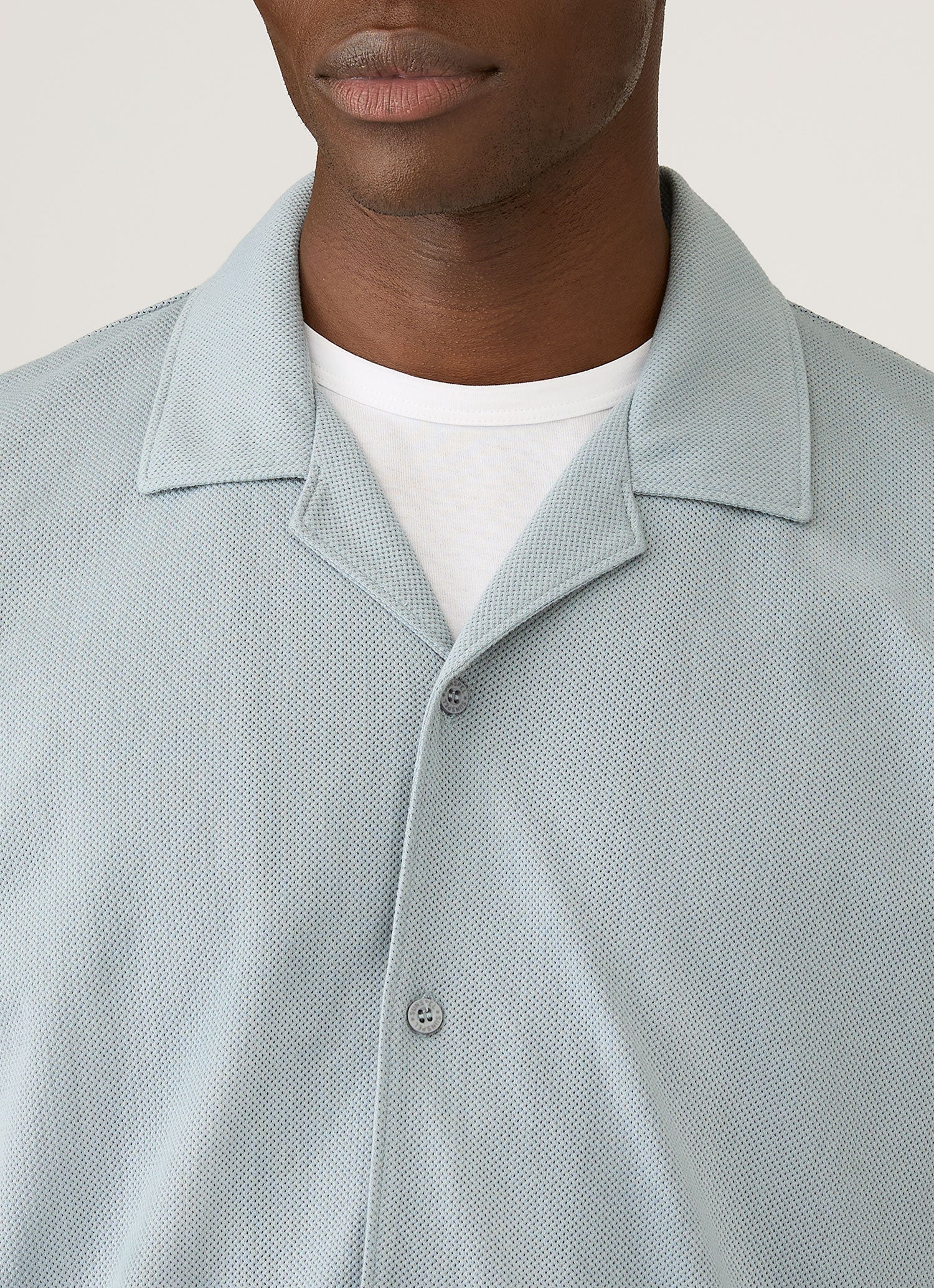 Men's Riviera Camp Collar Shirt in Stone Blue - Image 6