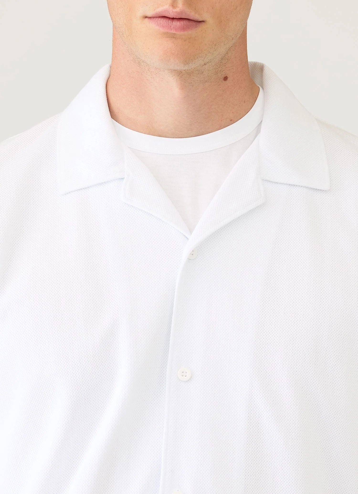 Men's Riviera Camp Collar Shirt in White - Image 6