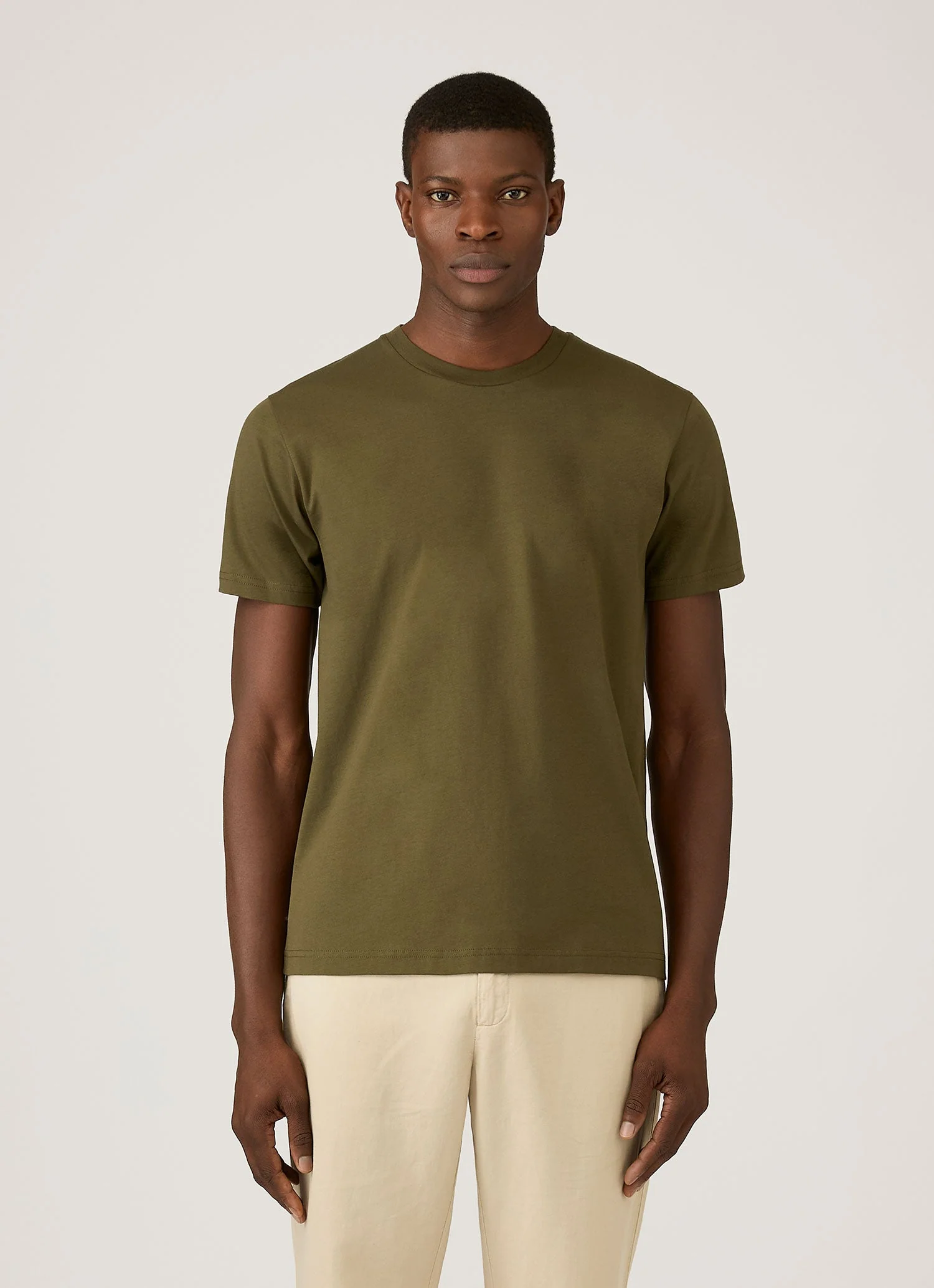 Men's Riviera Midweight T-shirt in Deep Olive - Image 2