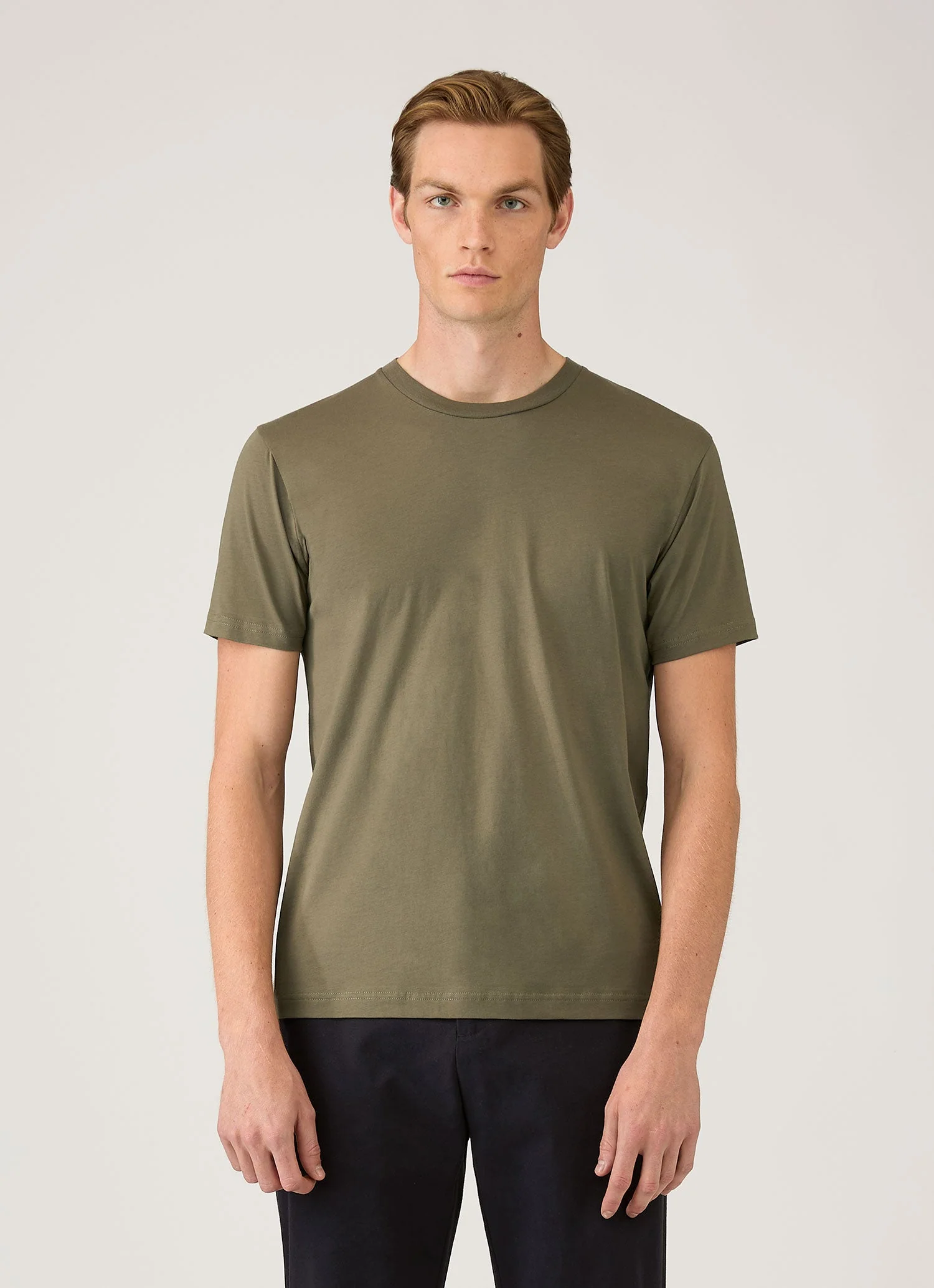 Men's Riviera Midweight T-shirt in Khaki - Image 2