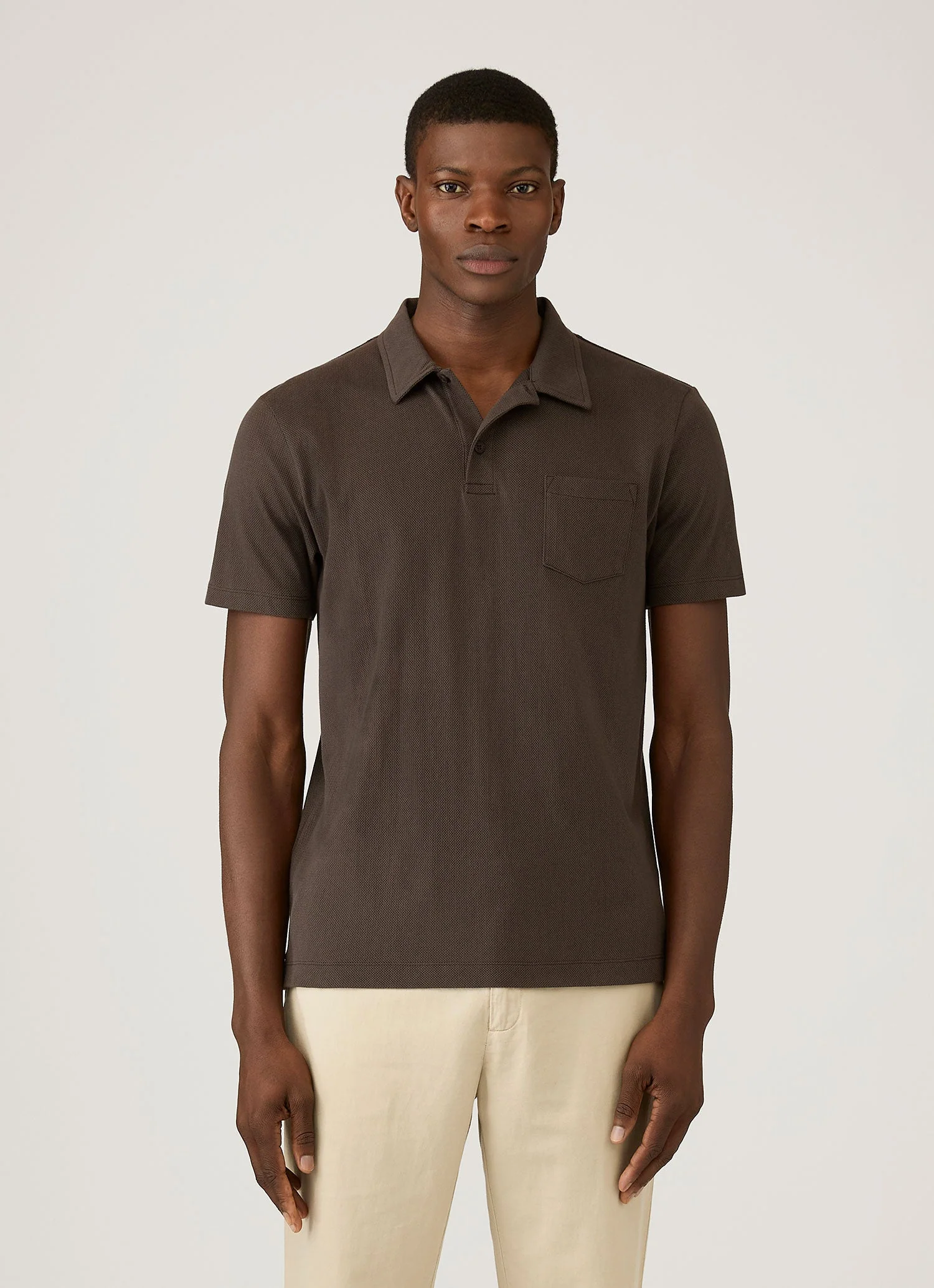 Men's Riviera Polo Shirt in Dark Chocolate - Image 2