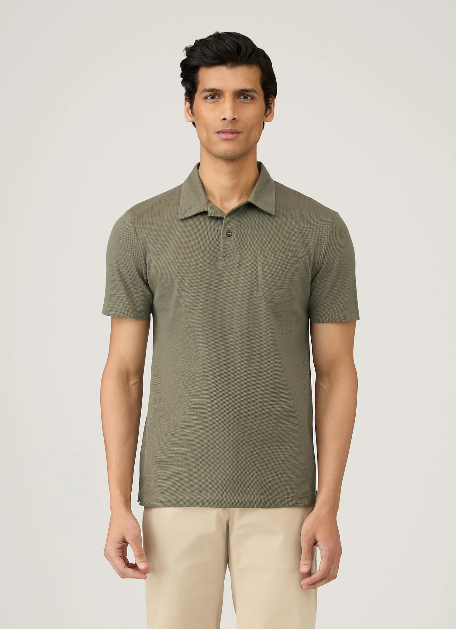 Men's Riviera Polo Shirt in Khaki - Image 2