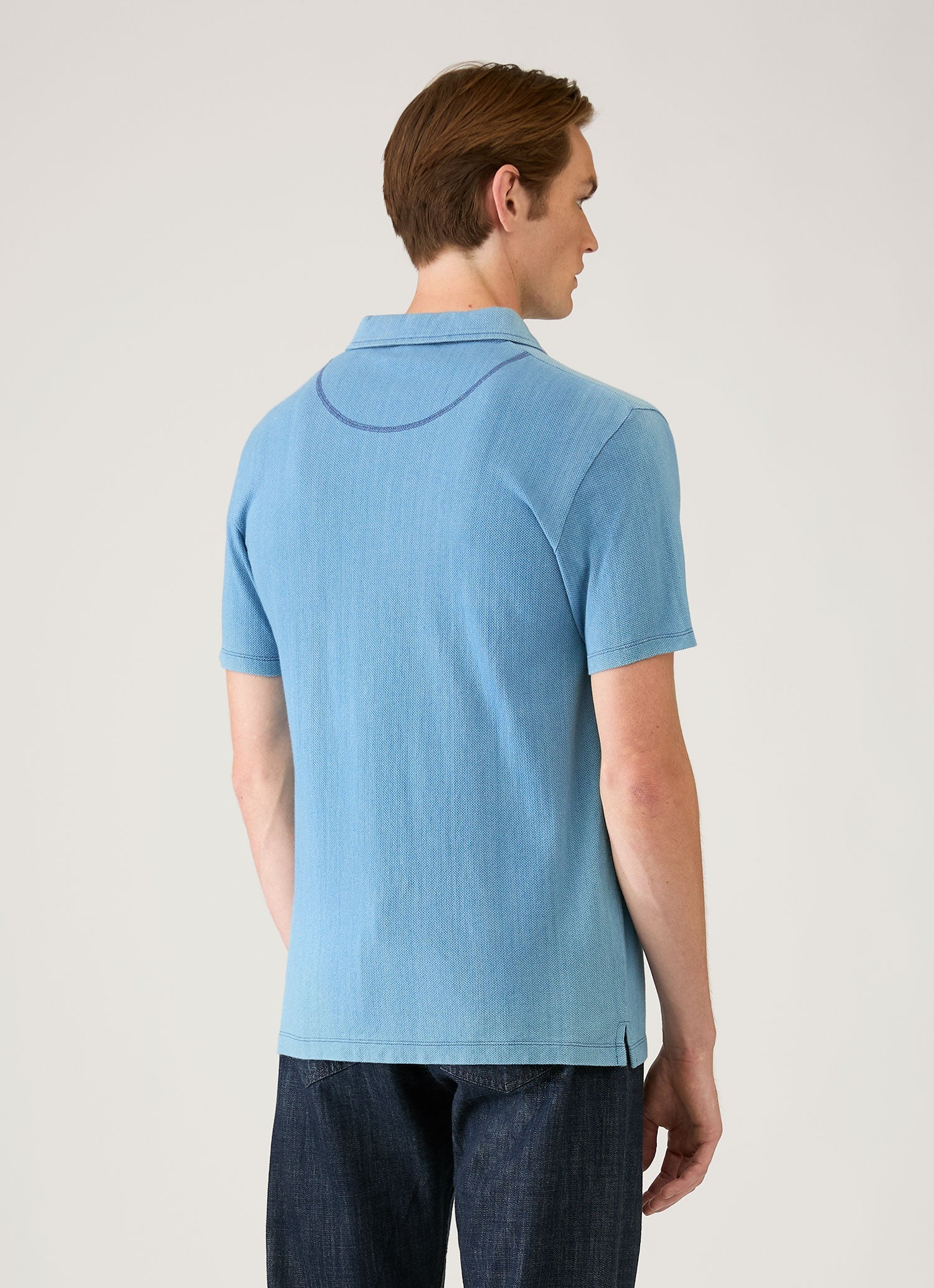 Men's Riviera Polo Shirt in Mid Indigo Wash - Image 5