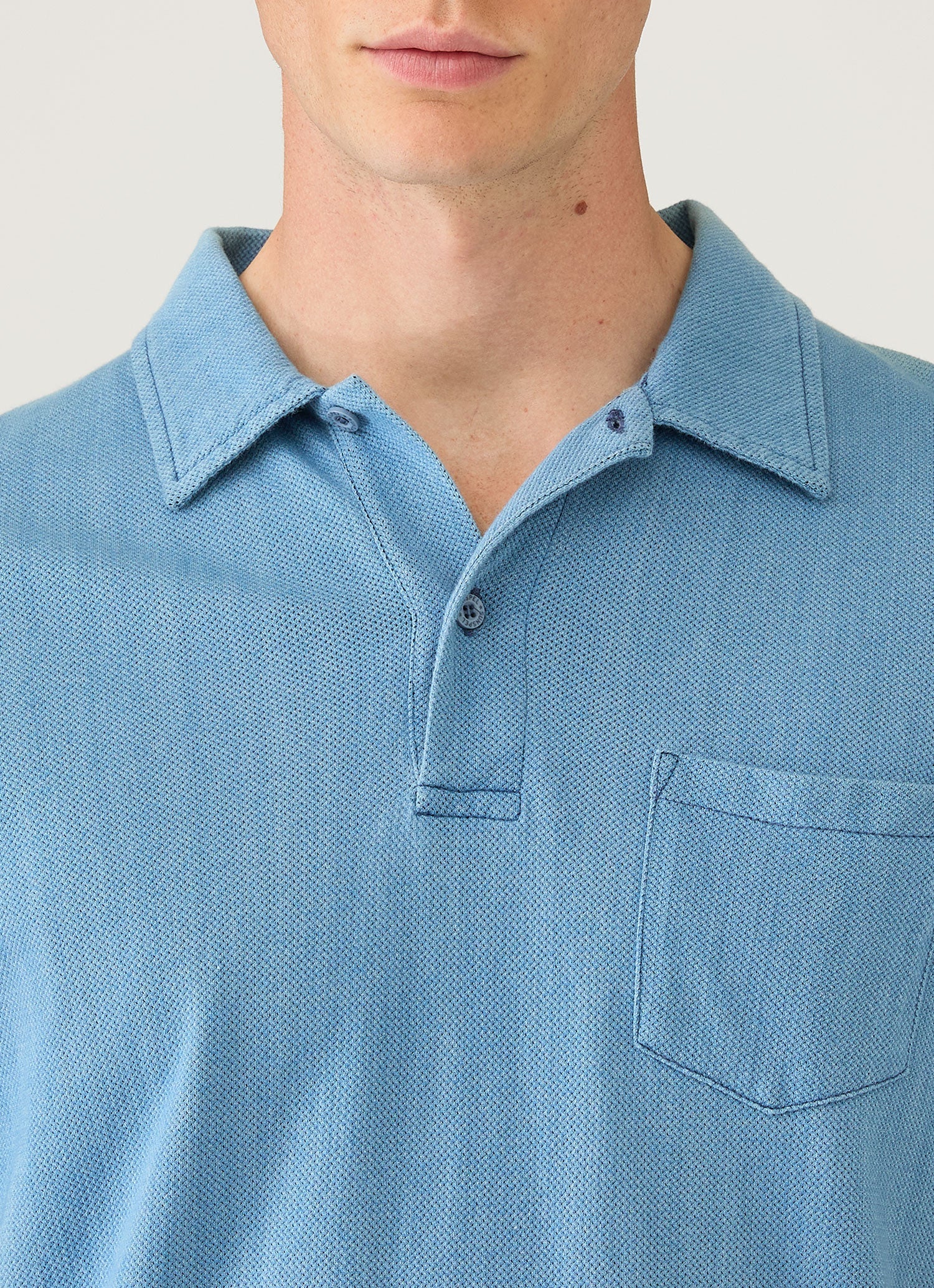 Men's Riviera Polo Shirt in Mid Indigo Wash - Image 6