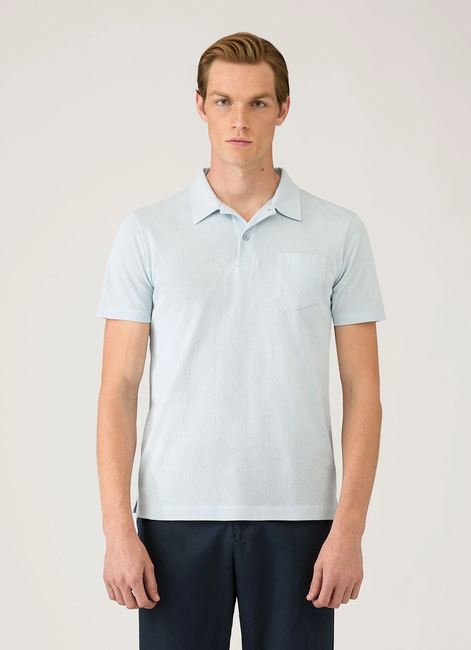 Men's Riviera Polo Shirt in Pastel Blue - Image 2