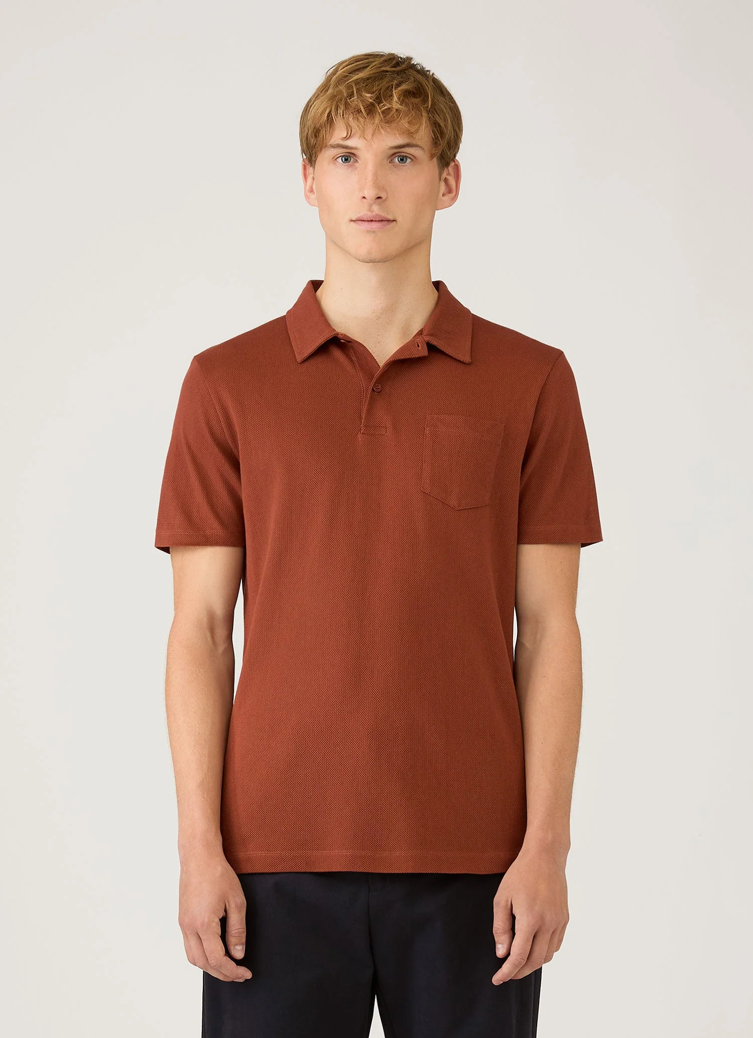 Men's Riviera Polo Shirt in Rust - Image 2
