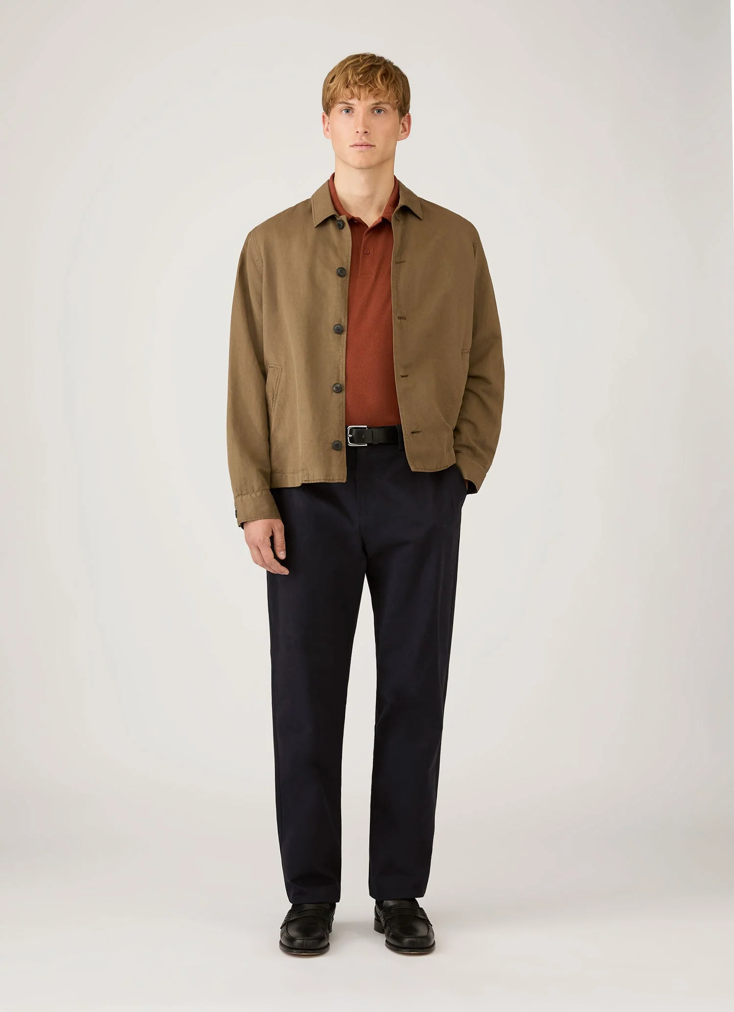 Men's Riviera Polo Shirt in Rust - Image 3