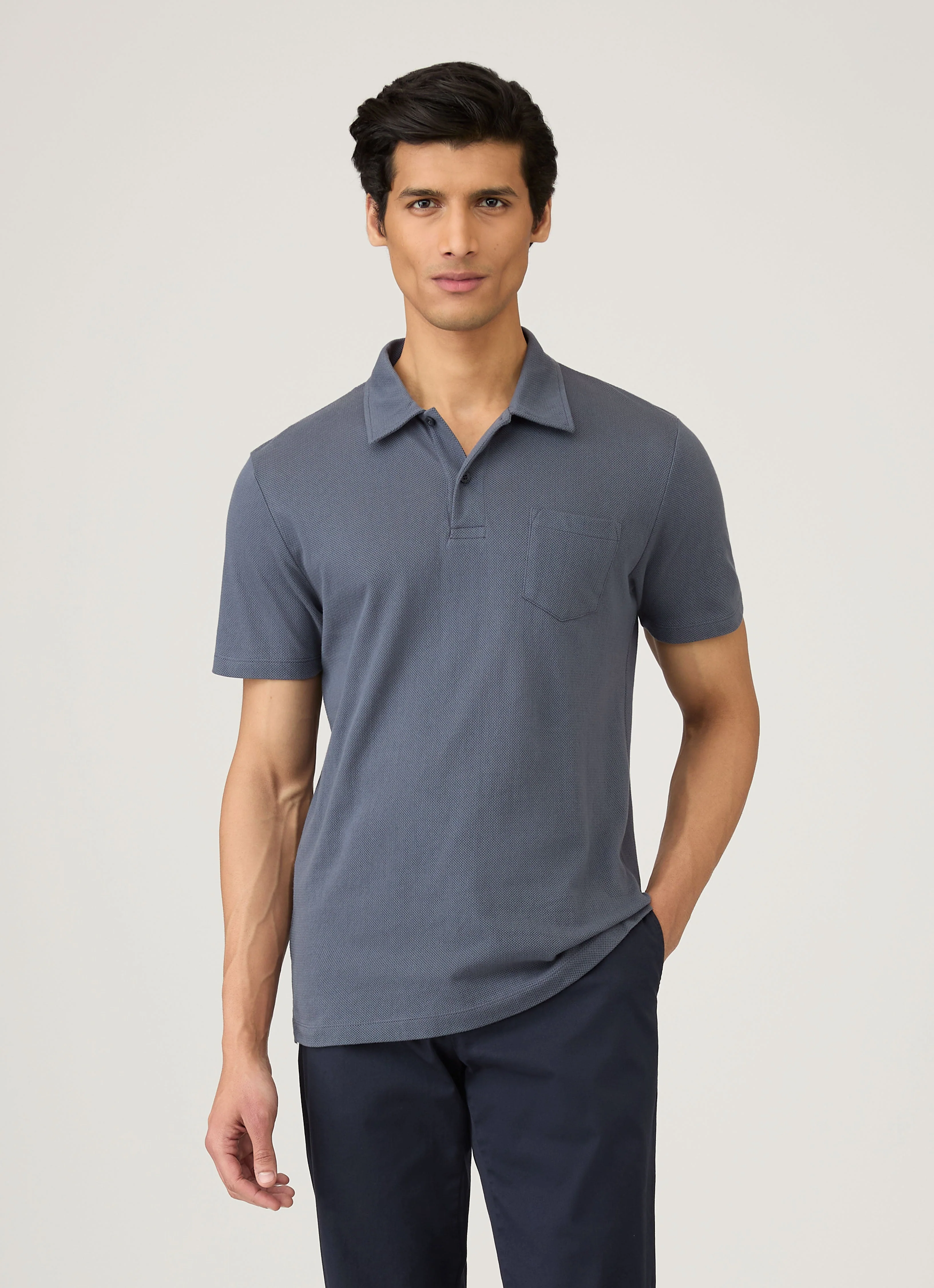 Men's Riviera Polo Shirt in Slate Blue - Image 2