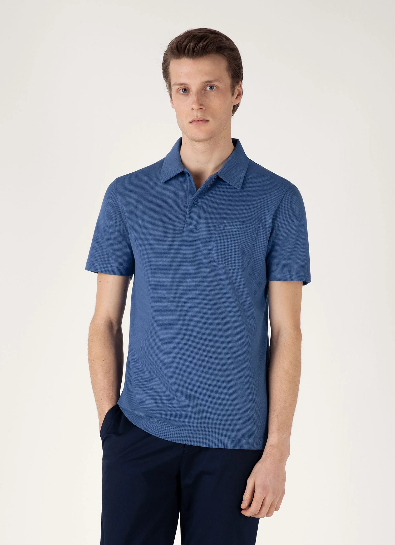 Men's Riviera Polo Shirt in Soft Denim - Image 2