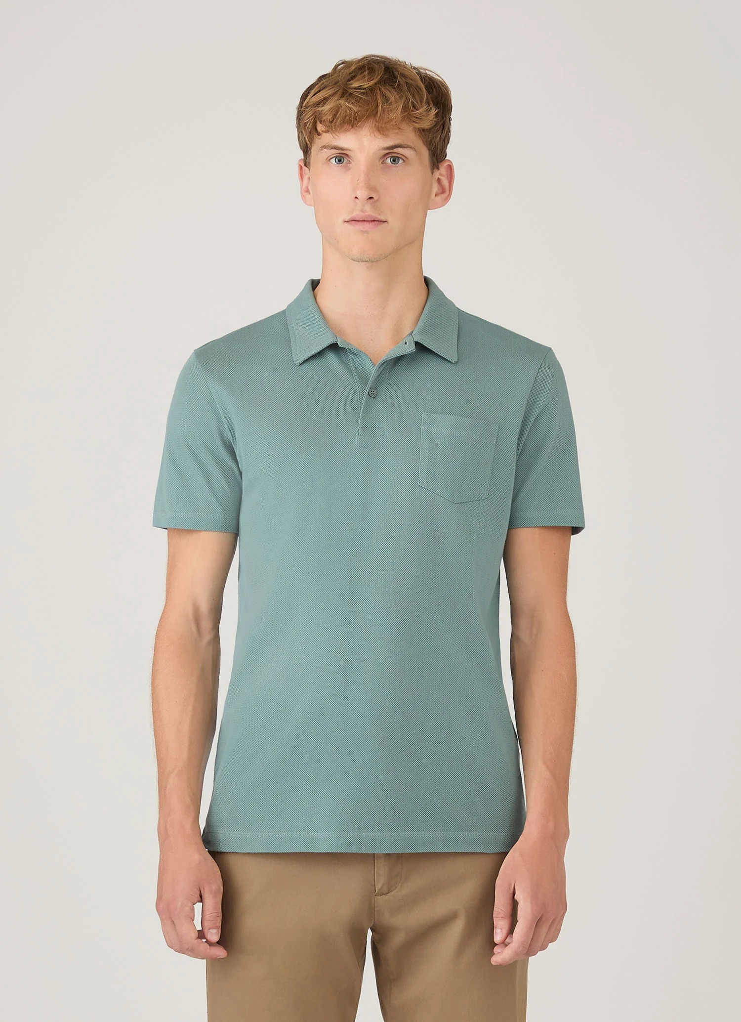 Men's Riviera Polo Shirt in Steel Green - Image 2