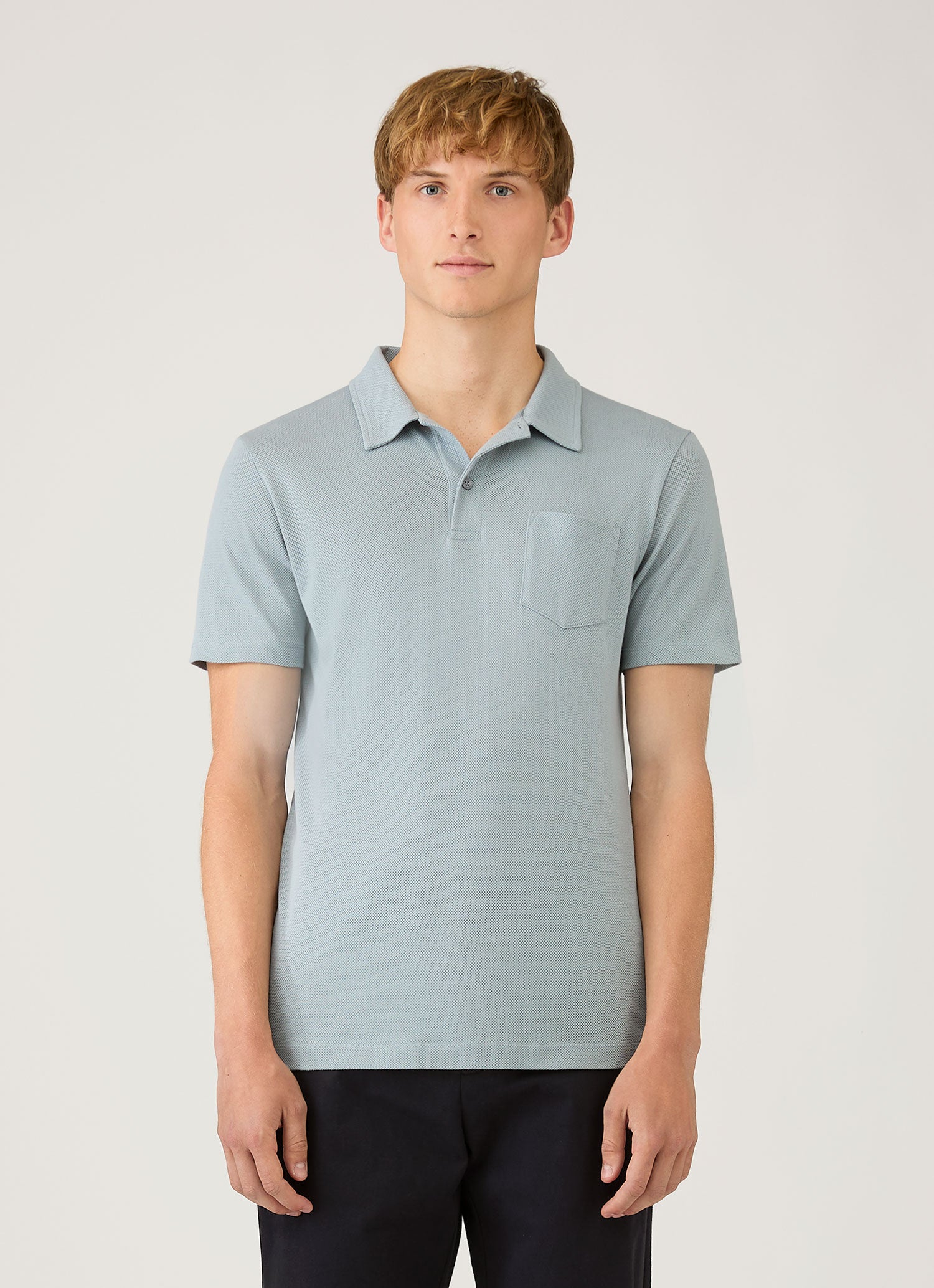Men's Riviera Polo Shirt in Stone Blue - Image 2
