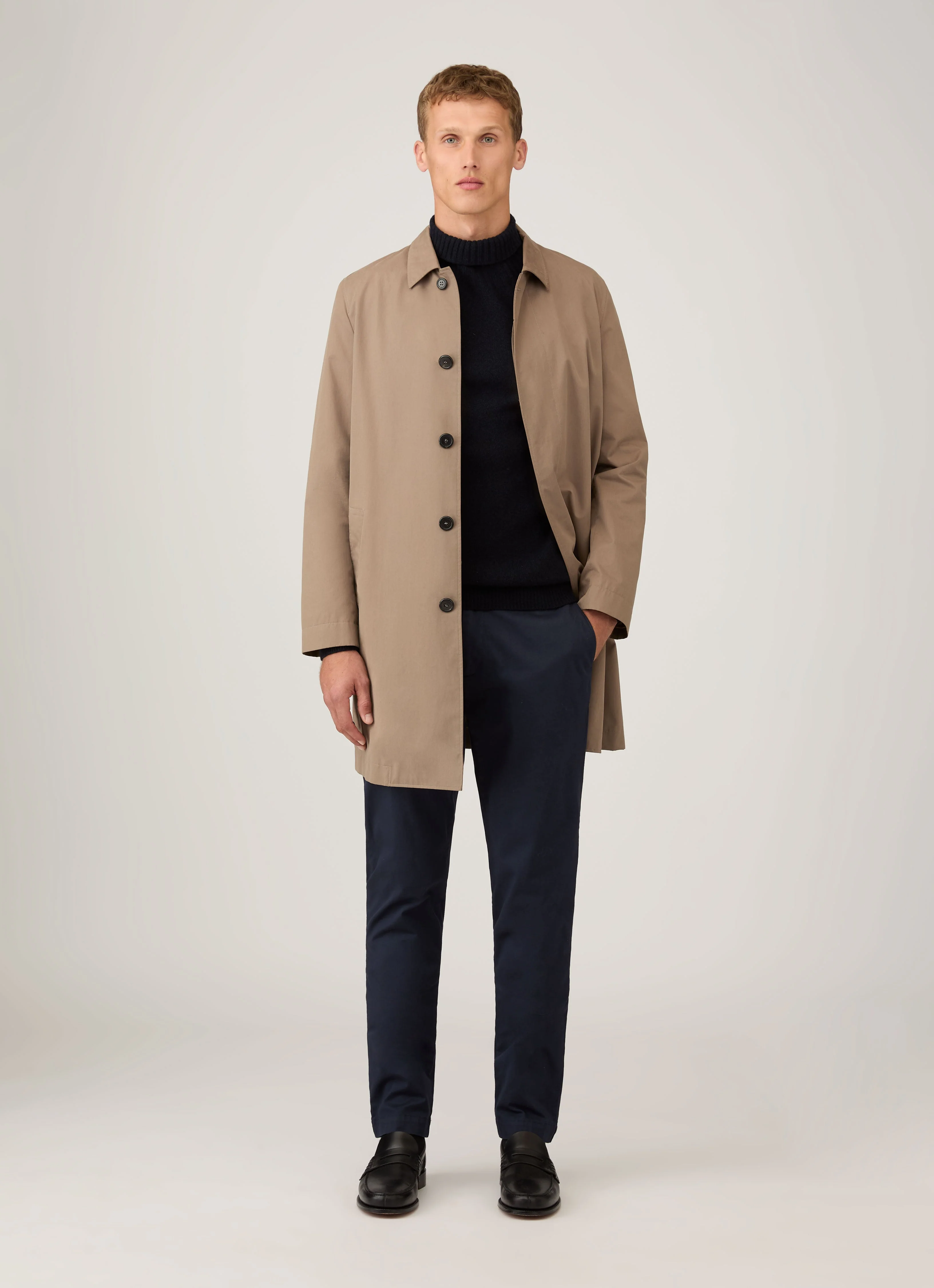Men's Lambswool Roll Neck in Dark Navy Mouline - Image 3