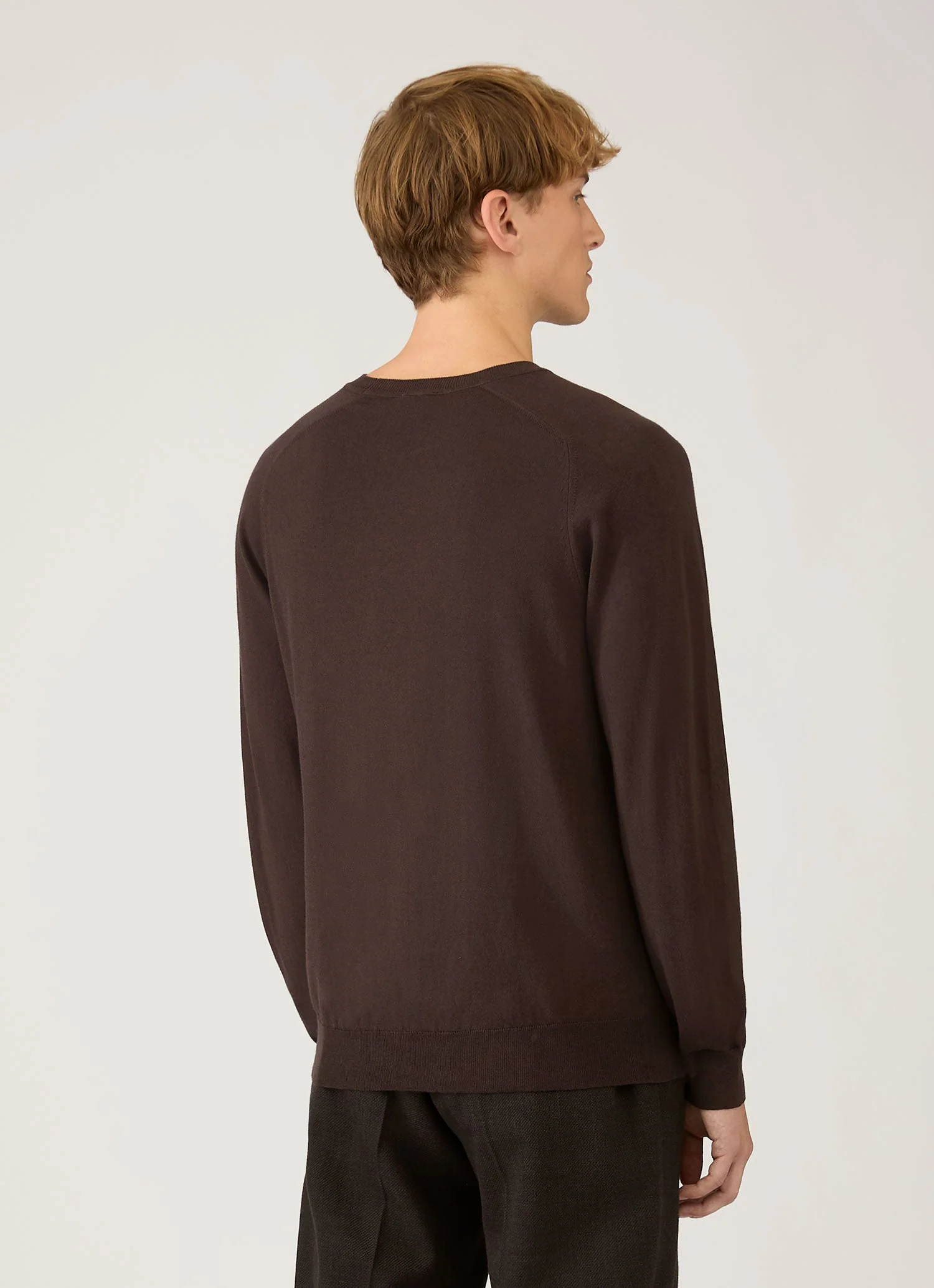 Men's Sea Island Cashmere Crew Neck Jumper in Dark Chocolate - Image 5