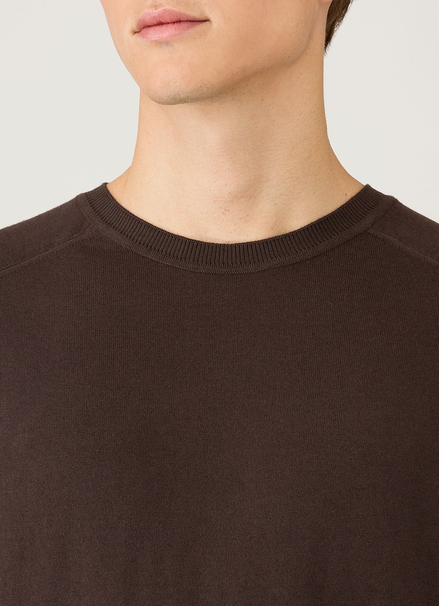 Men's Sea Island Cashmere Crew Neck Jumper in Dark Chocolate - Image 6