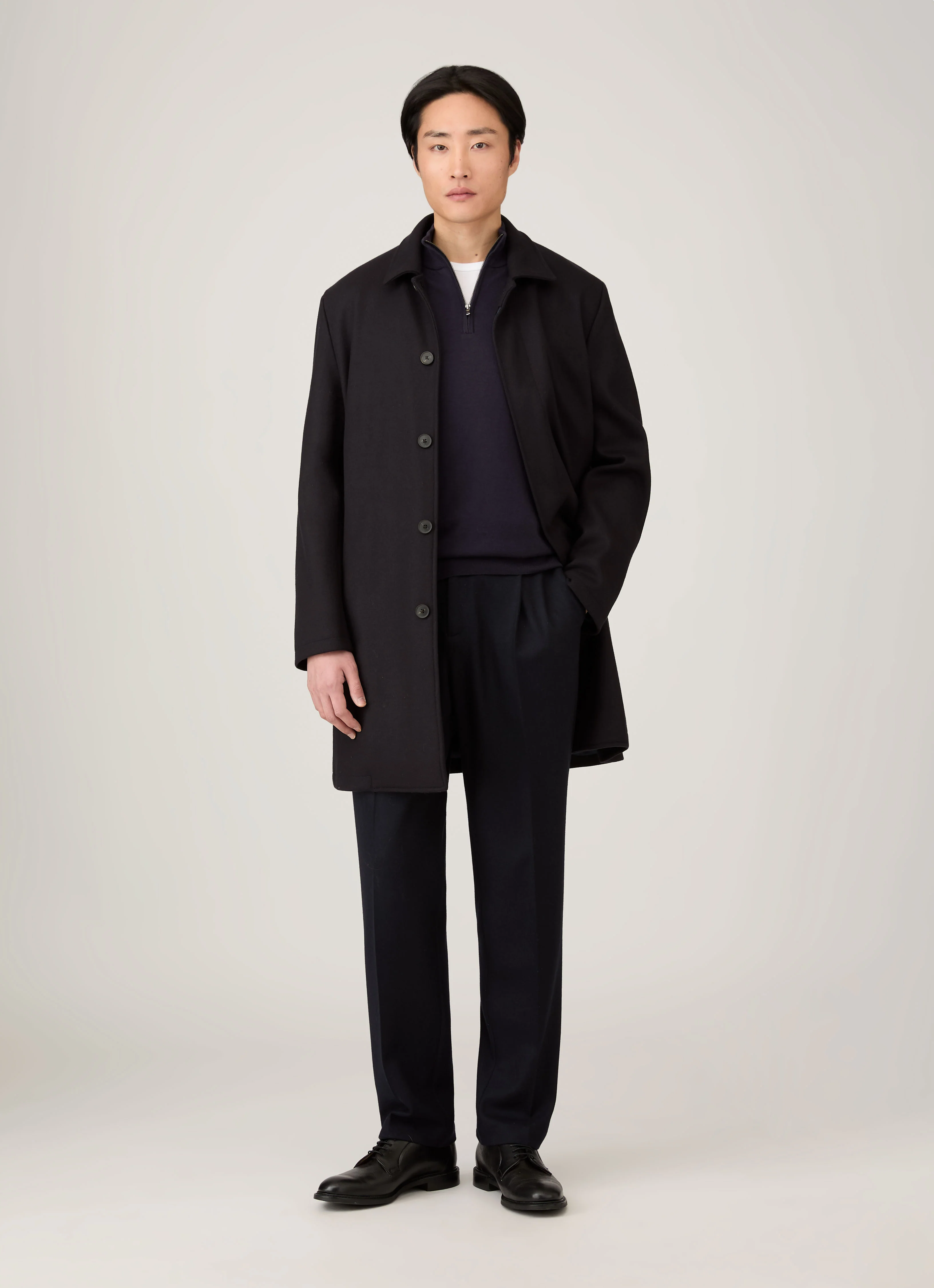 Men's Sea Island Cashmere Half Zip in Midnight Navy - Image 3