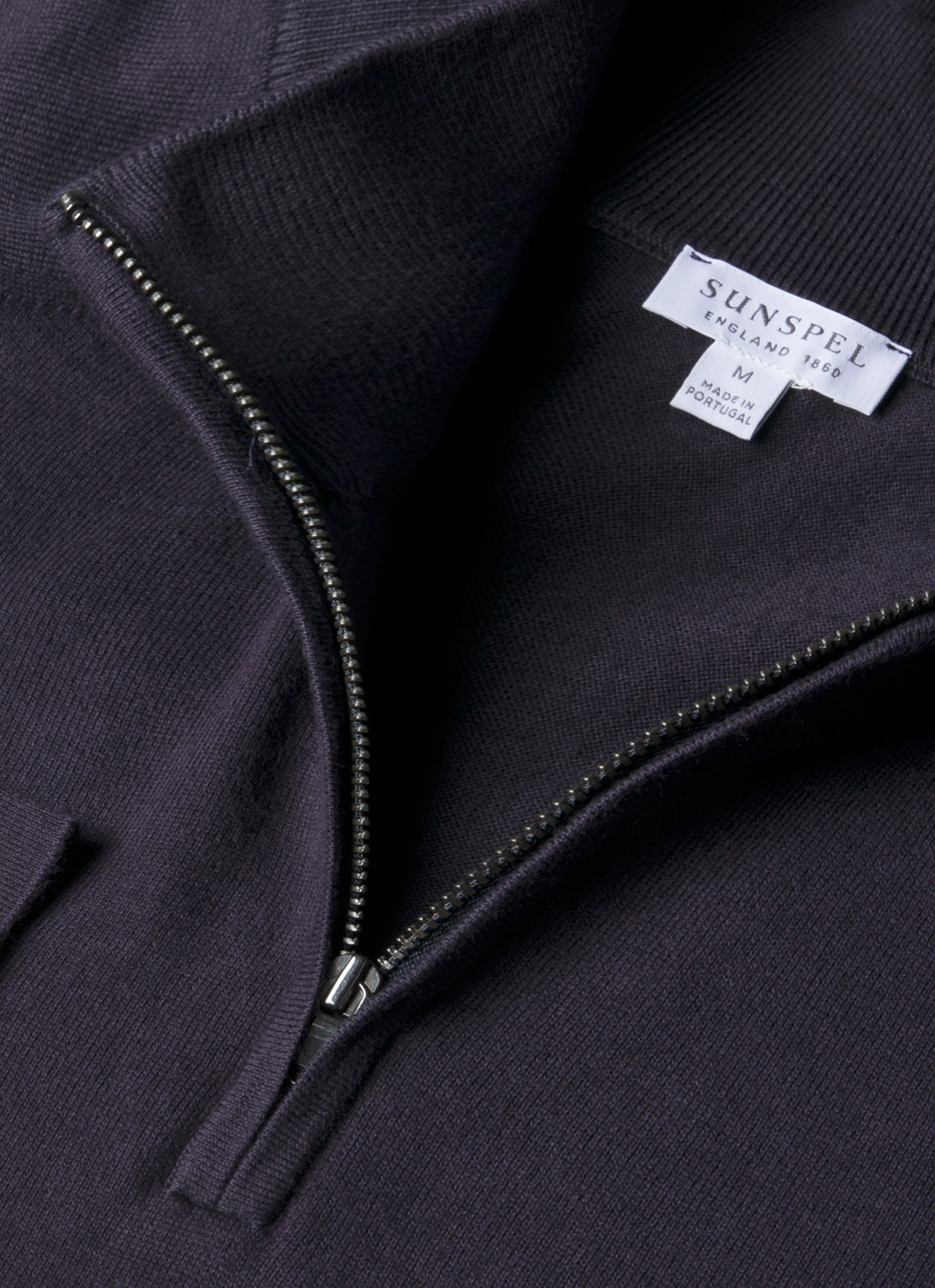 Men's Sea Island Cashmere Half Zip in Midnight Navy - Image 4