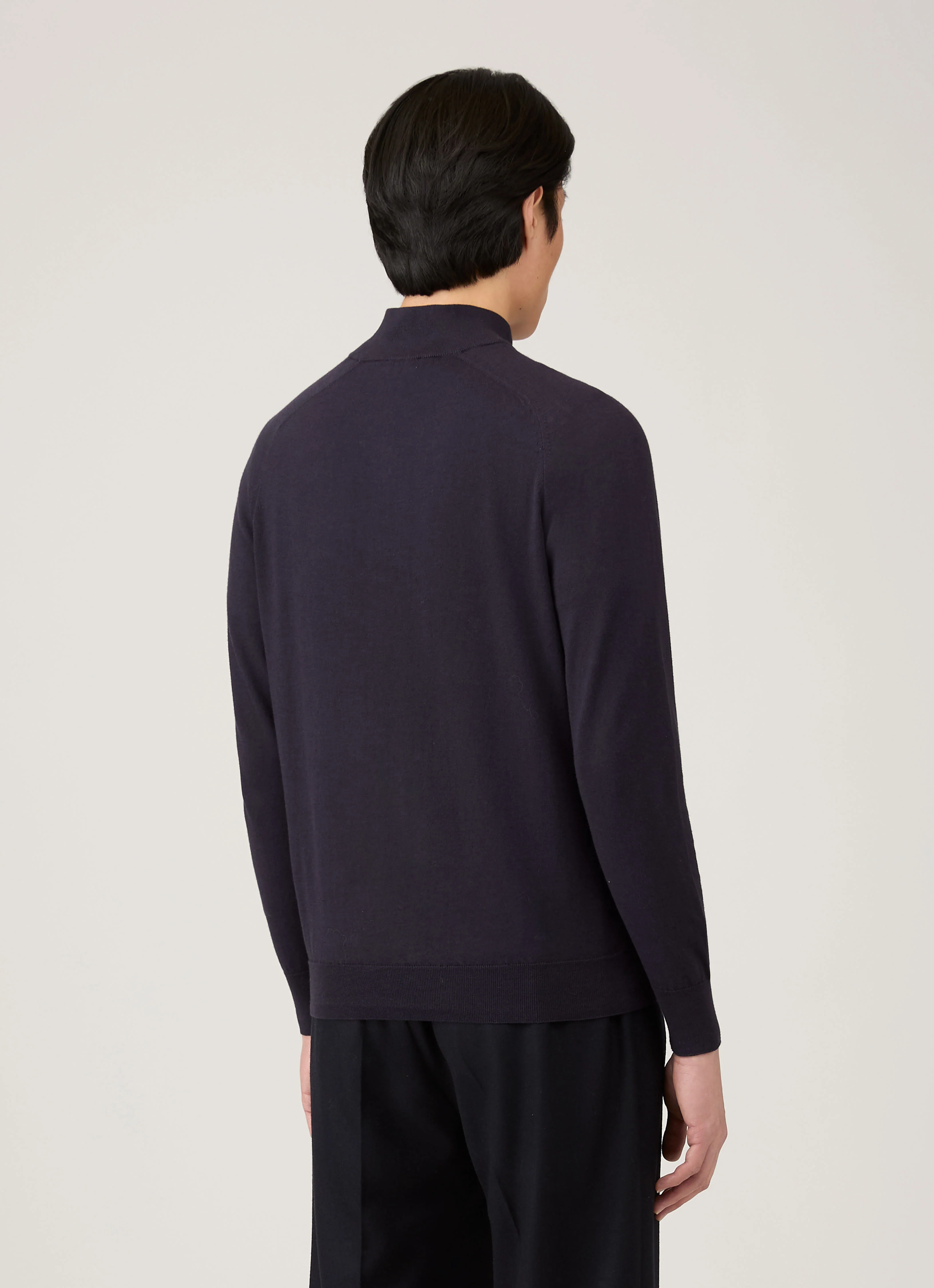 Men's Sea Island Cashmere Half Zip in Midnight Navy - Image 5