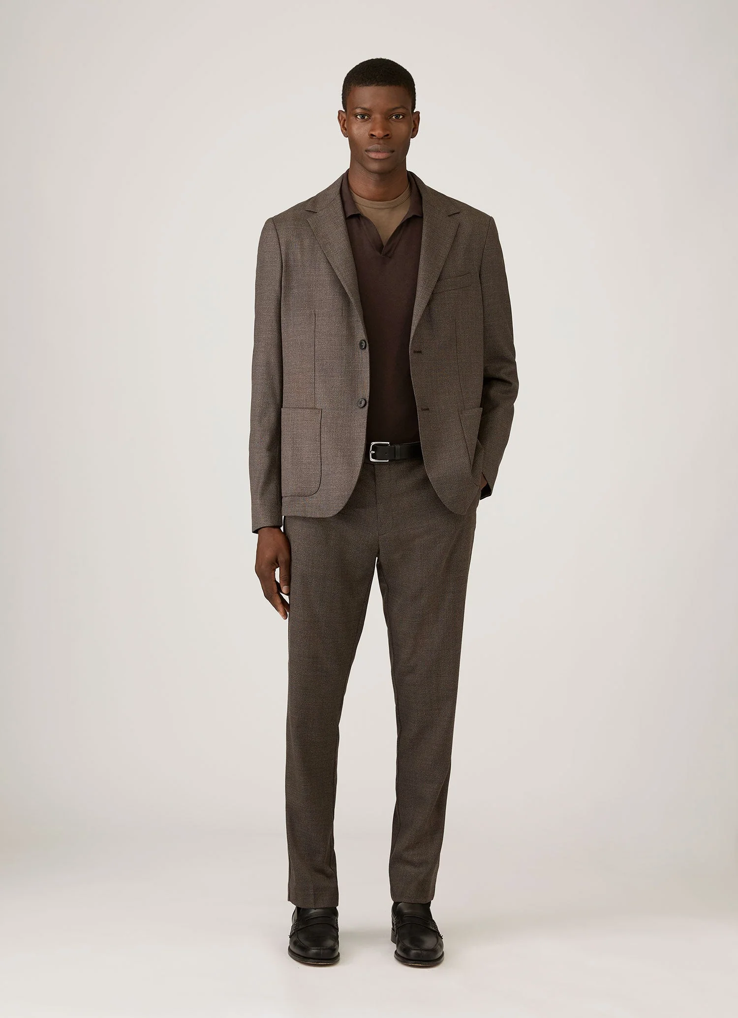 Men's Sea Island Cashmere Knitted Polo in Dark Chocolate - Image 3