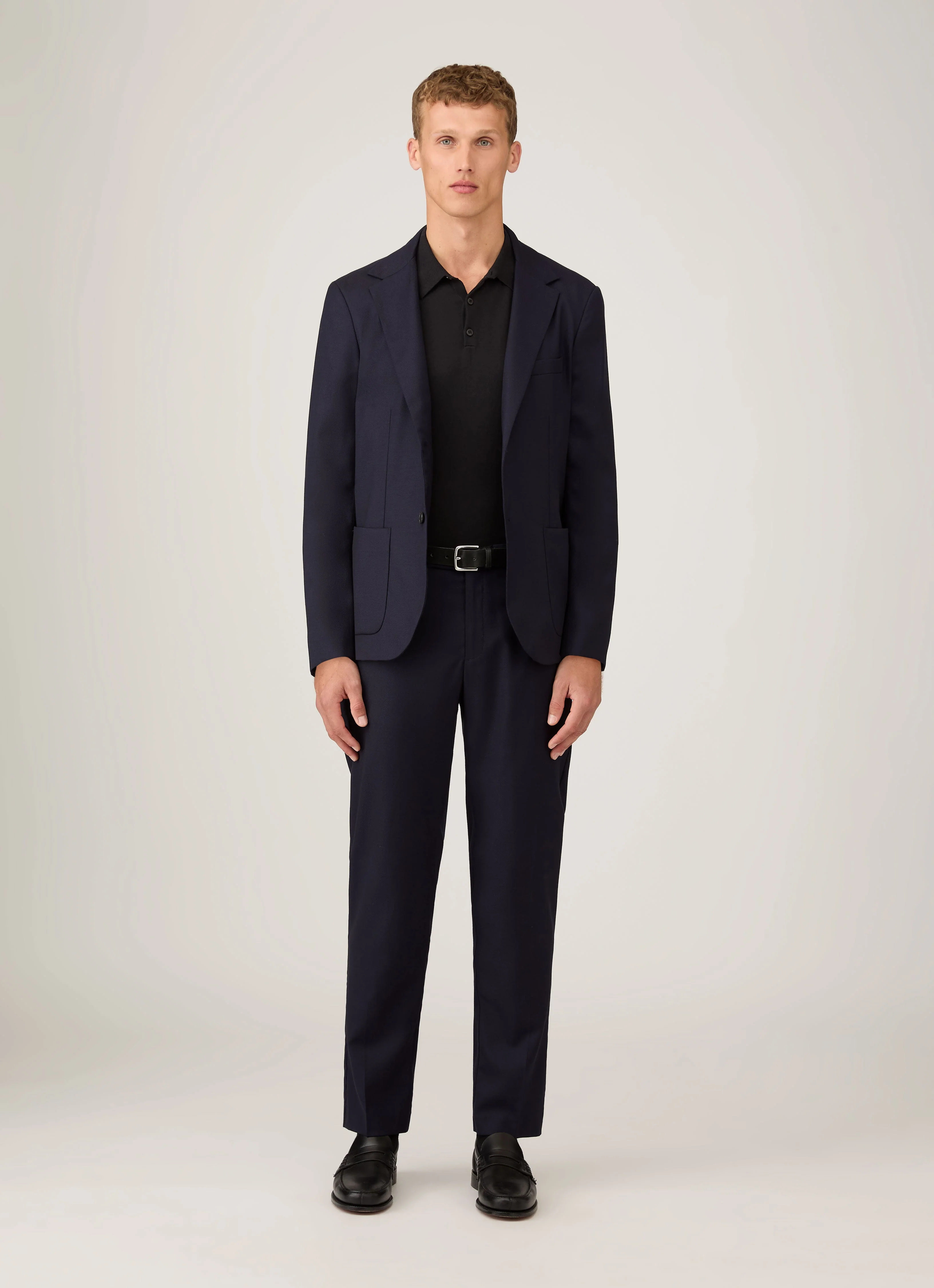 Men's Sea Island Cotton Knit Polo Shirt in Black - Image 3