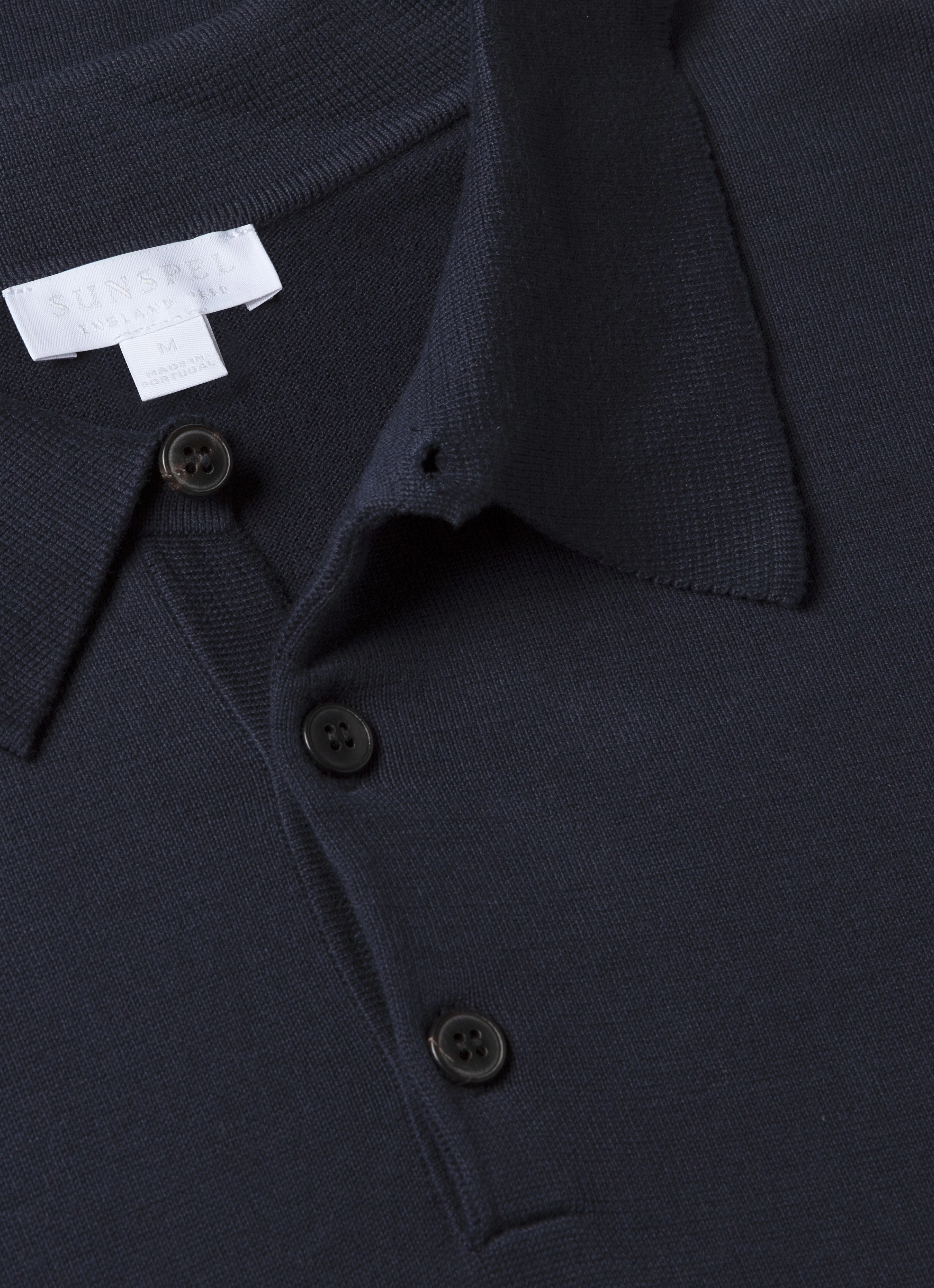Men's Sea Island Cotton Knit Polo Shirt in Light Navy - Image 4