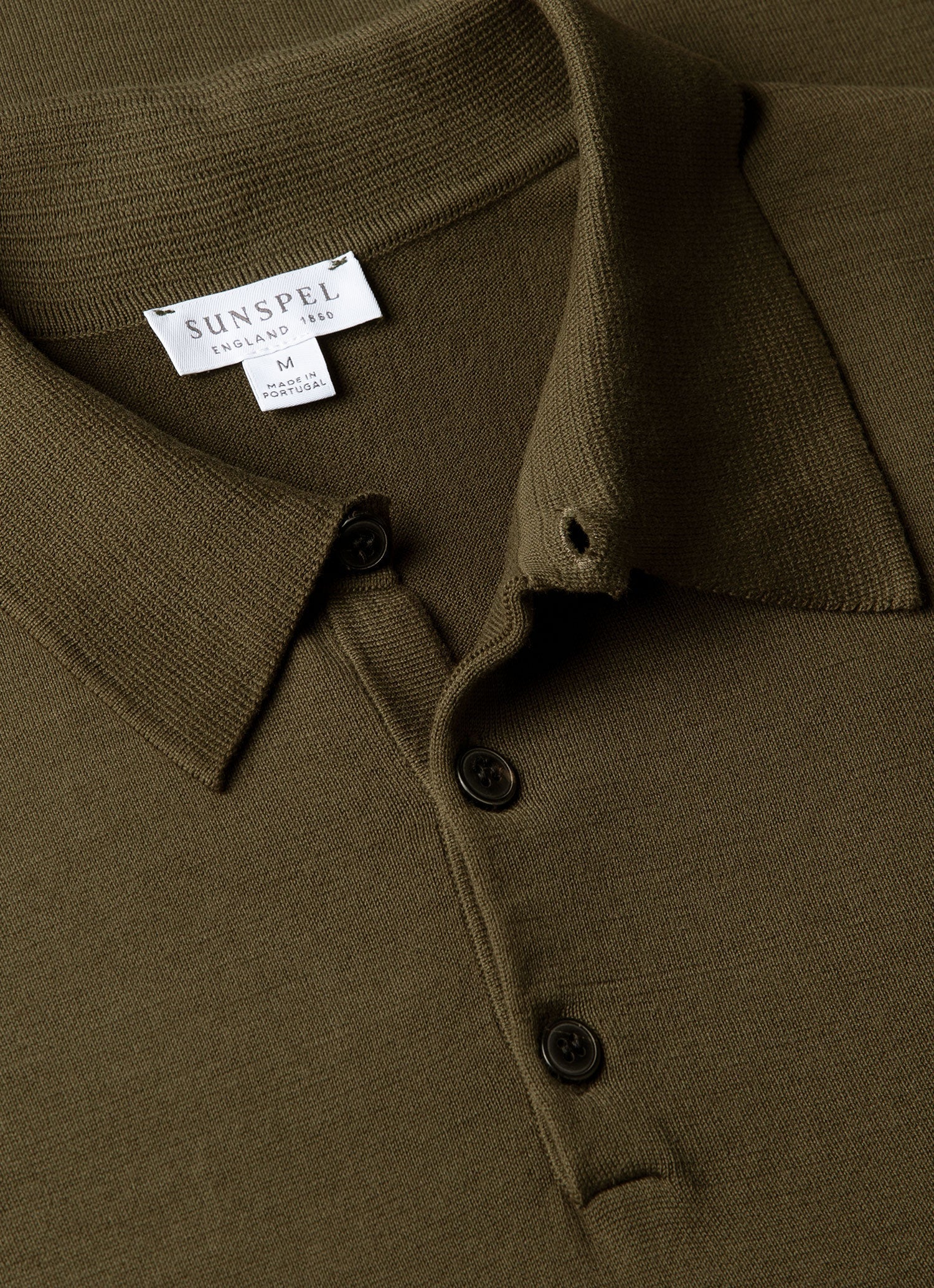 Men's Sea Island Cotton Knit Polo Shirt in Deep Olive - Image 4