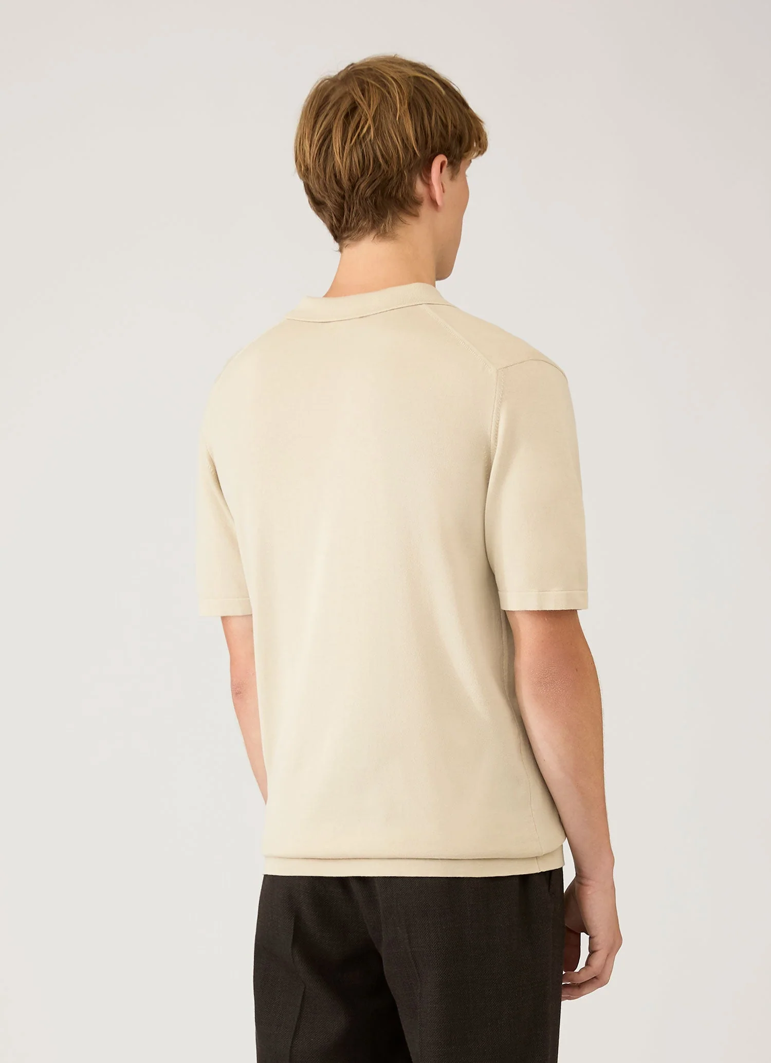 Men's Sea Island Cotton Knit Polo Shirt in Hazelwood - Image 5