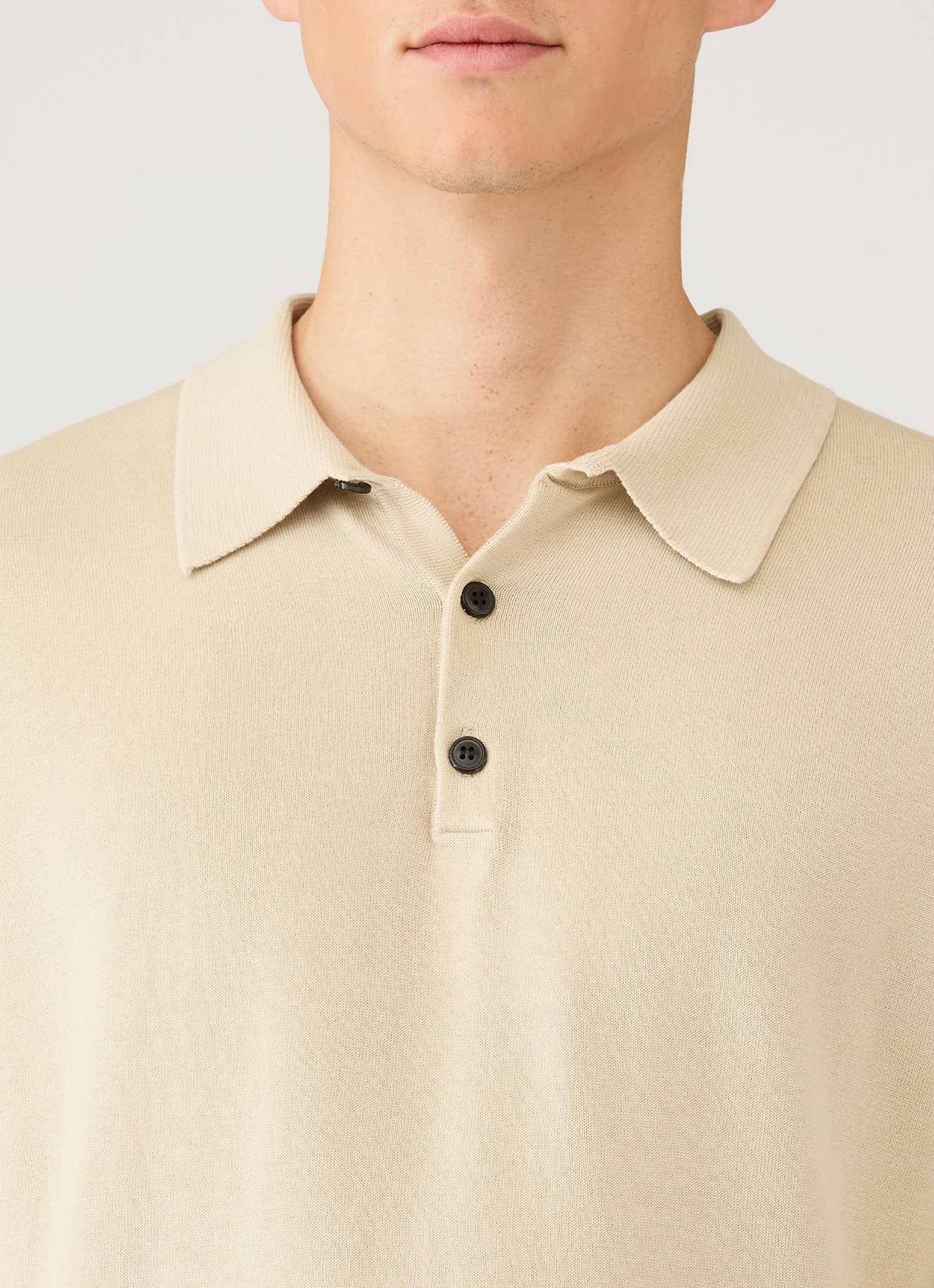 Men's Sea Island Cotton Knit Polo Shirt in Hazelwood - Image 6