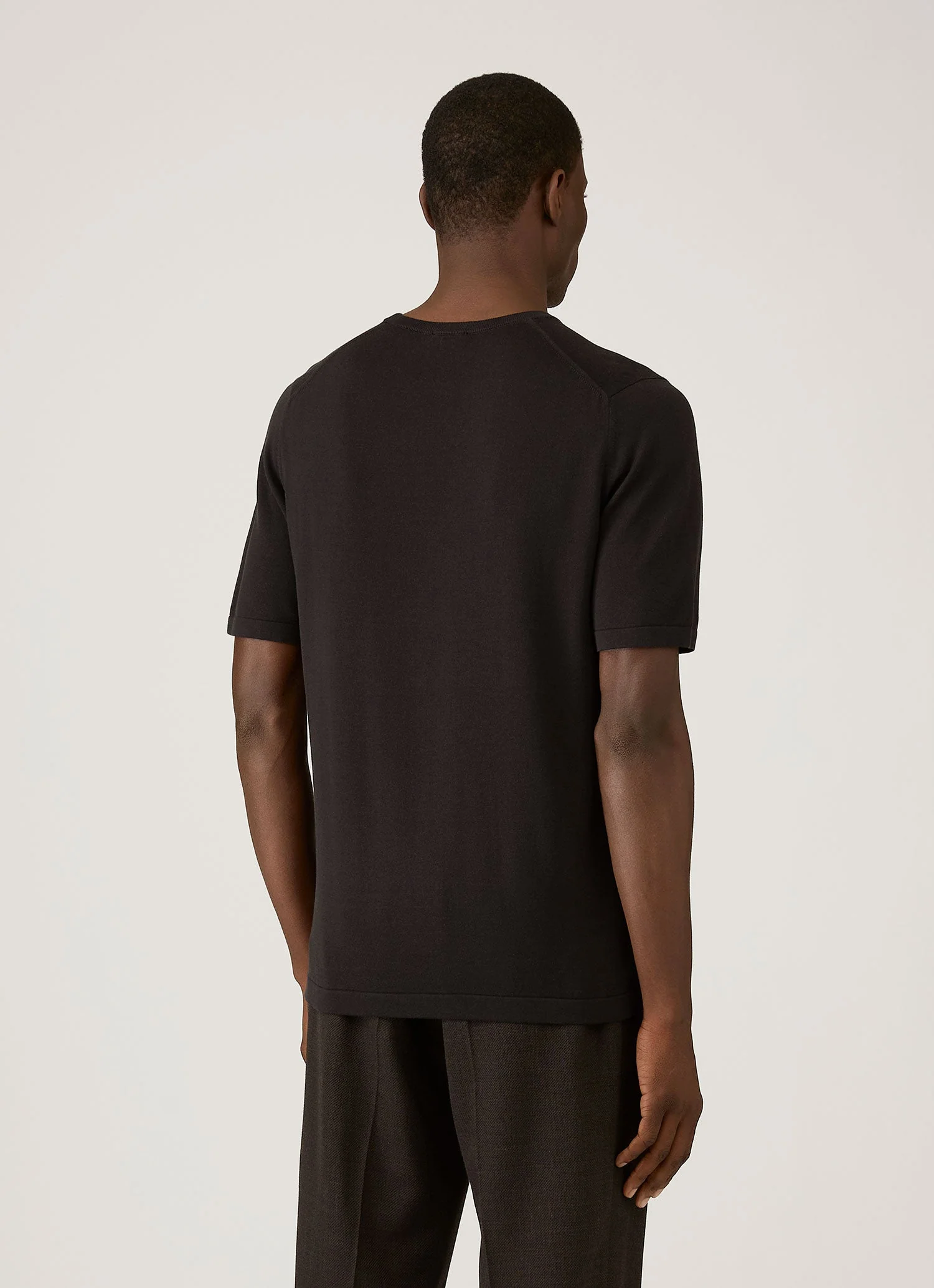 Men's Sea Island Cotton Knit T-shirt in Black - Image 5