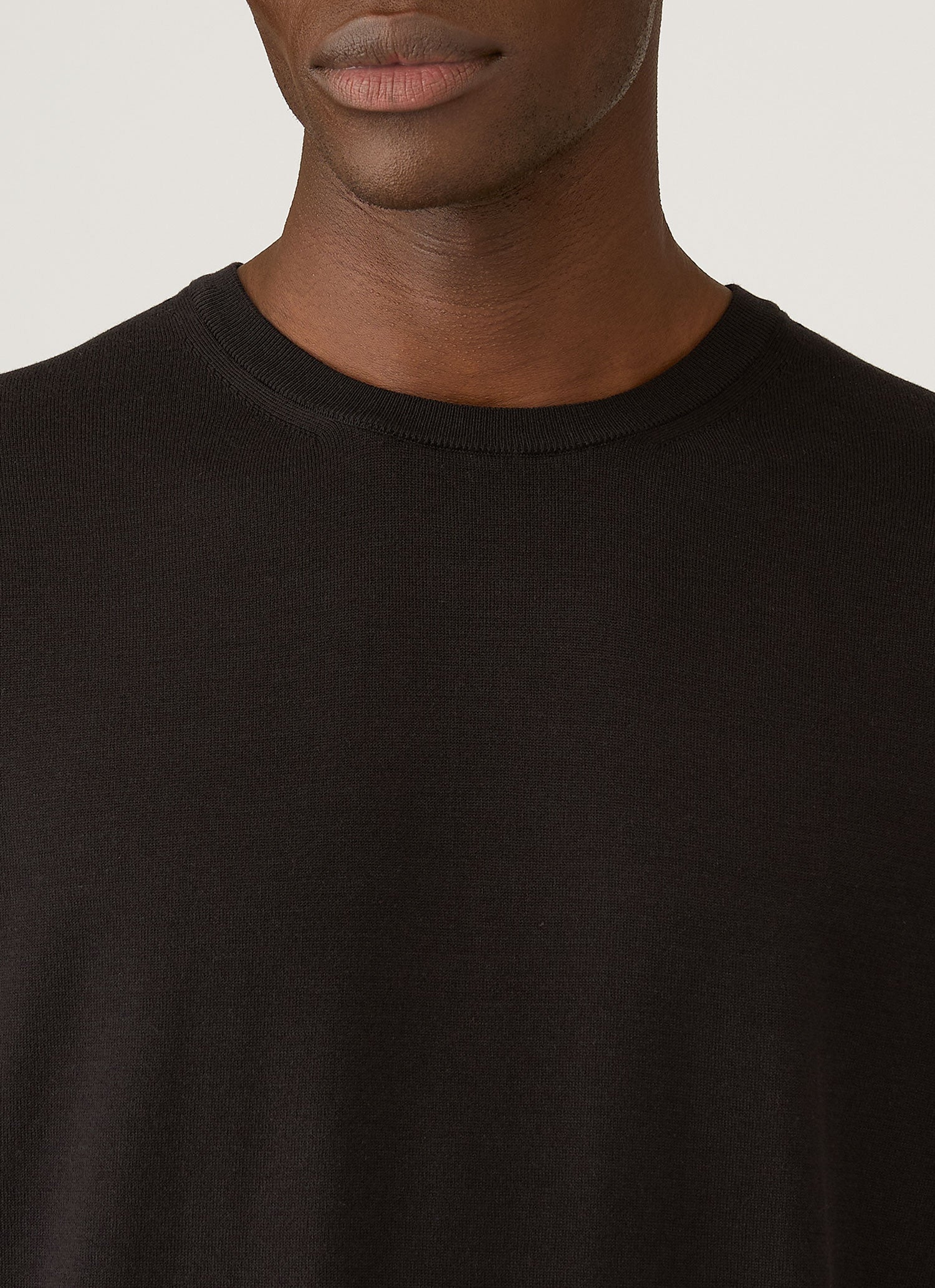 Men's Sea Island Cotton Knit T-shirt in Black - Image 6
