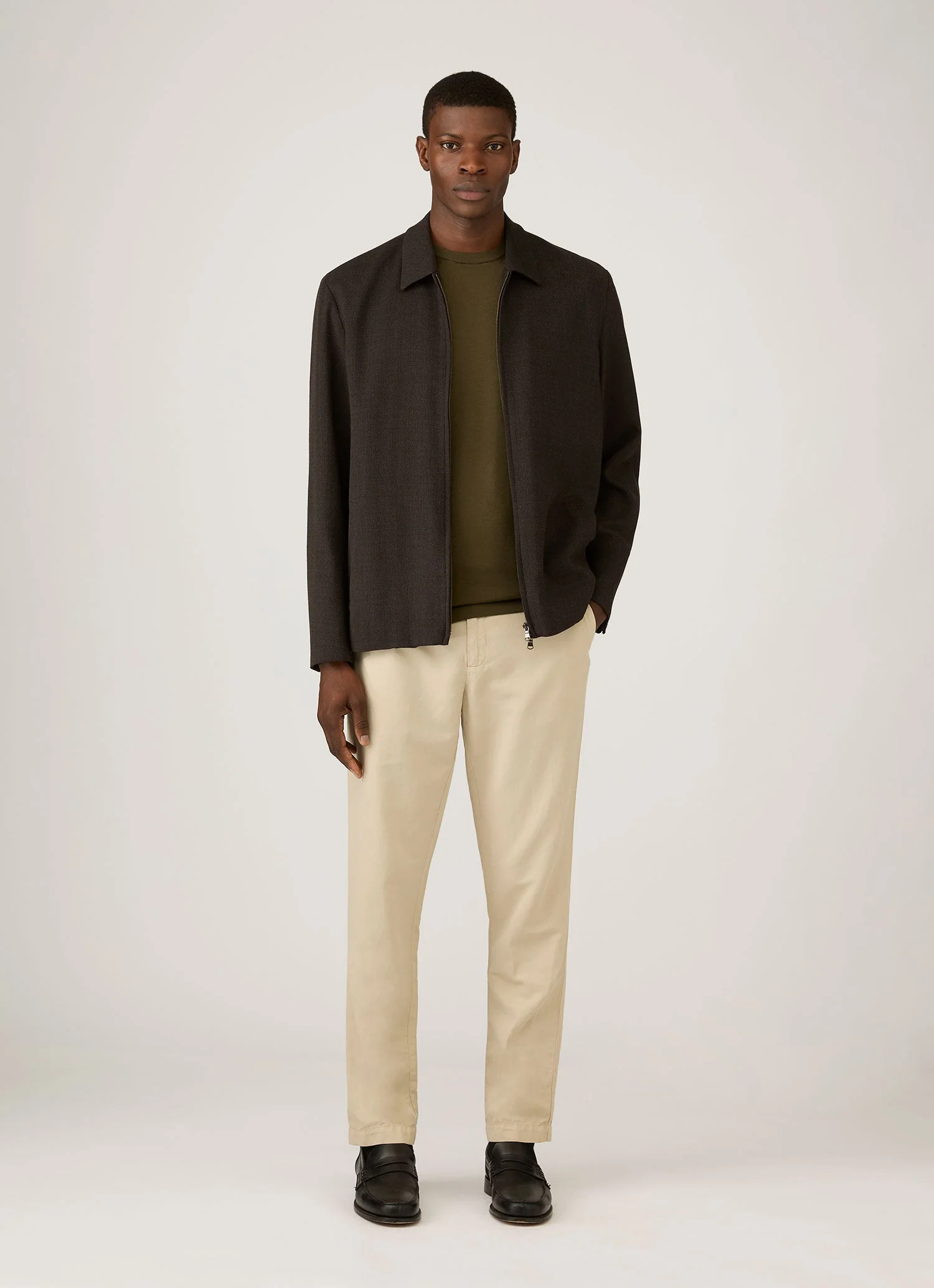 Men's Sea Island Cotton Knit T-shirt in Deep Olive - Image 3
