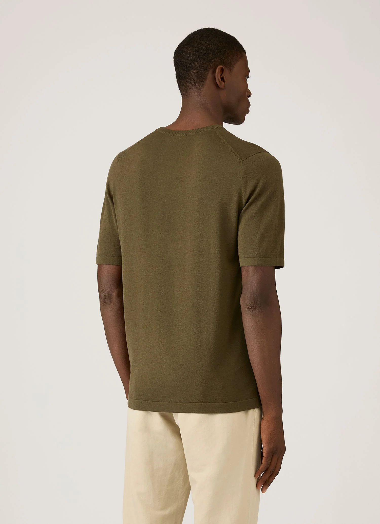 Men's Sea Island Cotton Knit T-shirt in Deep Olive - Image 5