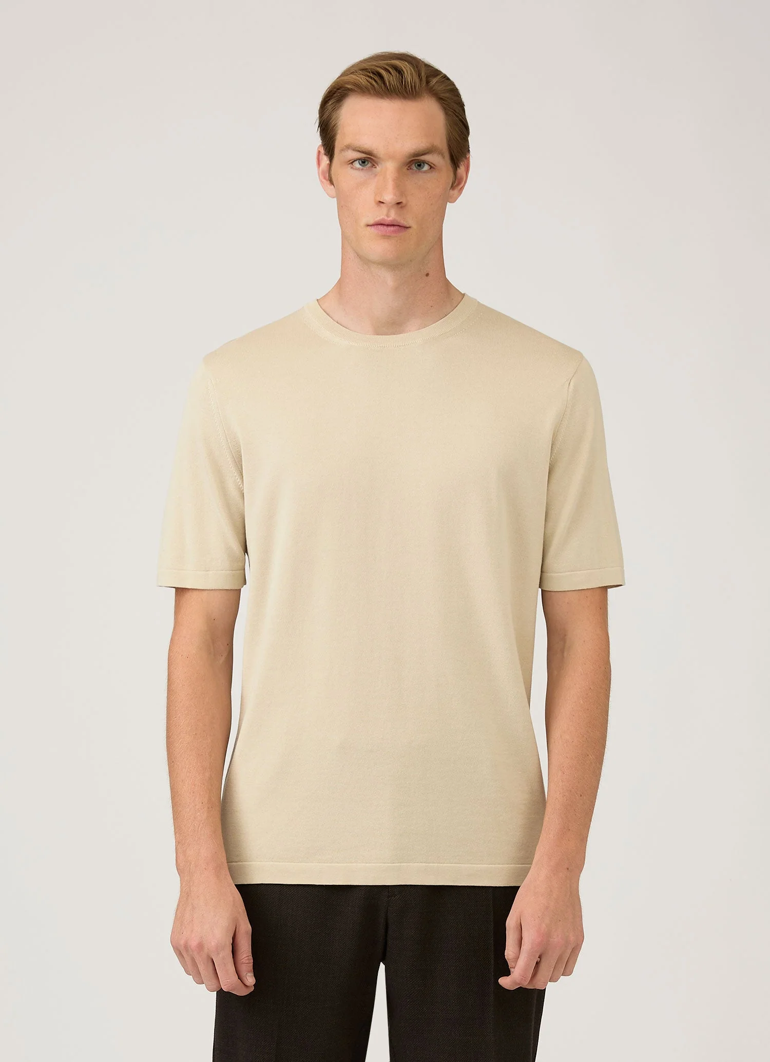 Men's Sea Island Cotton Knit T-shirt in Hazelwood - Image 2