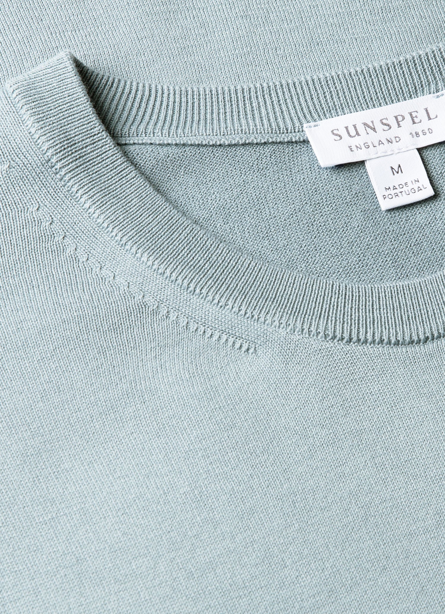Men's Sea Island Cotton Knit T-shirt in Stone Blue - Image 4