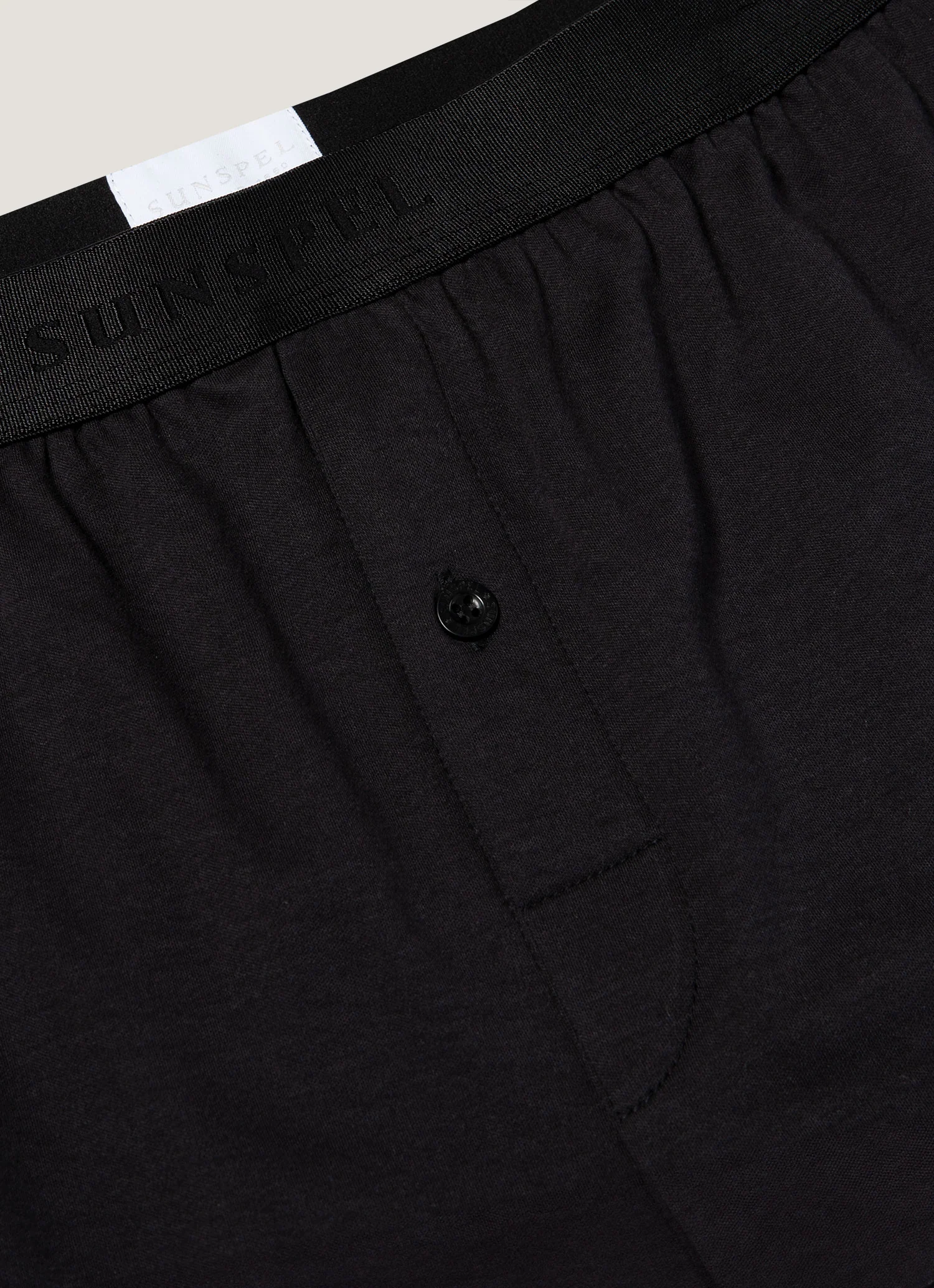 Men's Sea Island Cotton One-Button Boxer Short in Black - Image 4